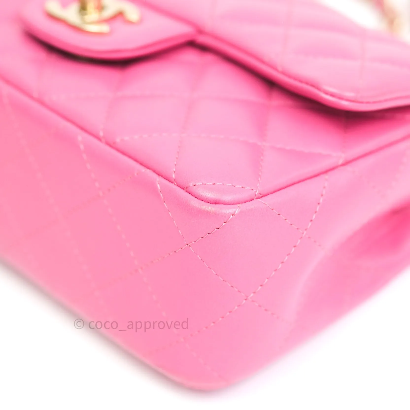 Chanel Quilted Mini Rectangular Pink Lambskin Gold Hardware