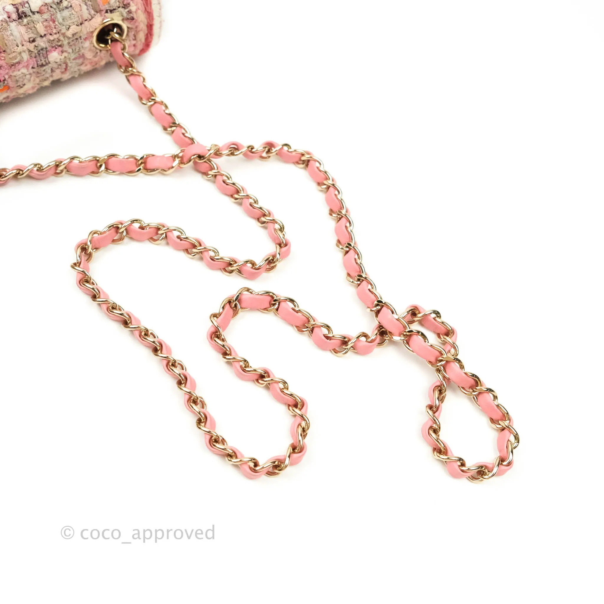 Chanel Quilted Mini Rectangular Pink Tweed Gold Hardware