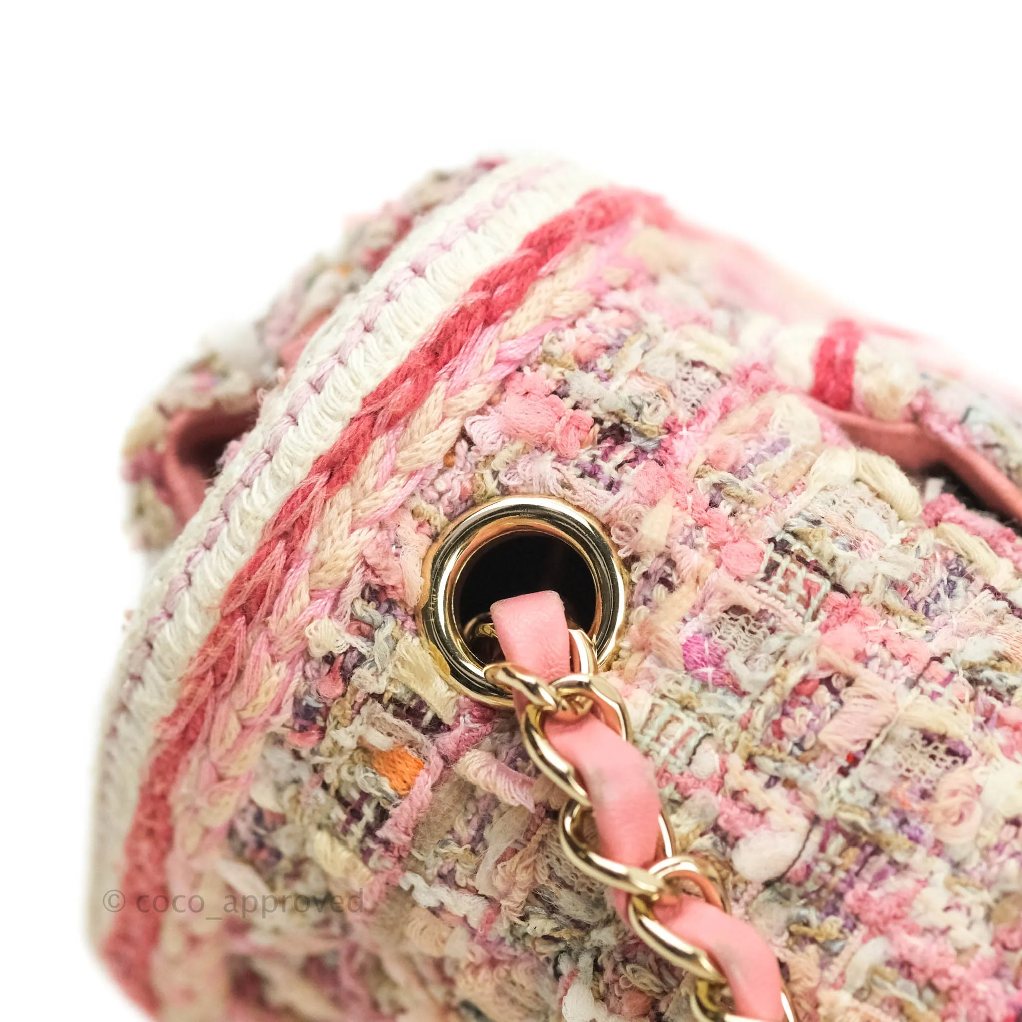 Chanel Quilted Mini Rectangular Pink Tweed Gold Hardware