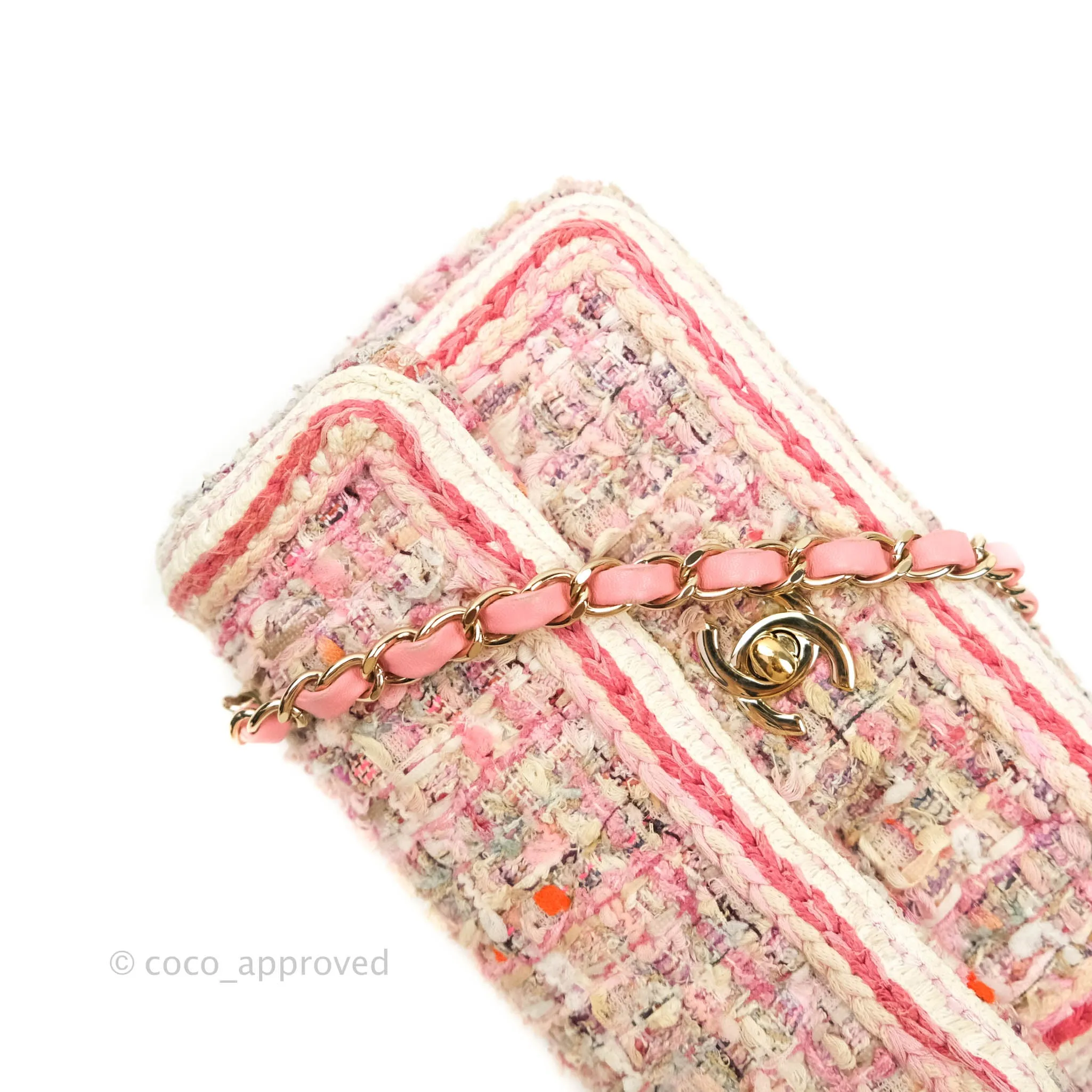 Chanel Quilted Mini Rectangular Pink Tweed Gold Hardware