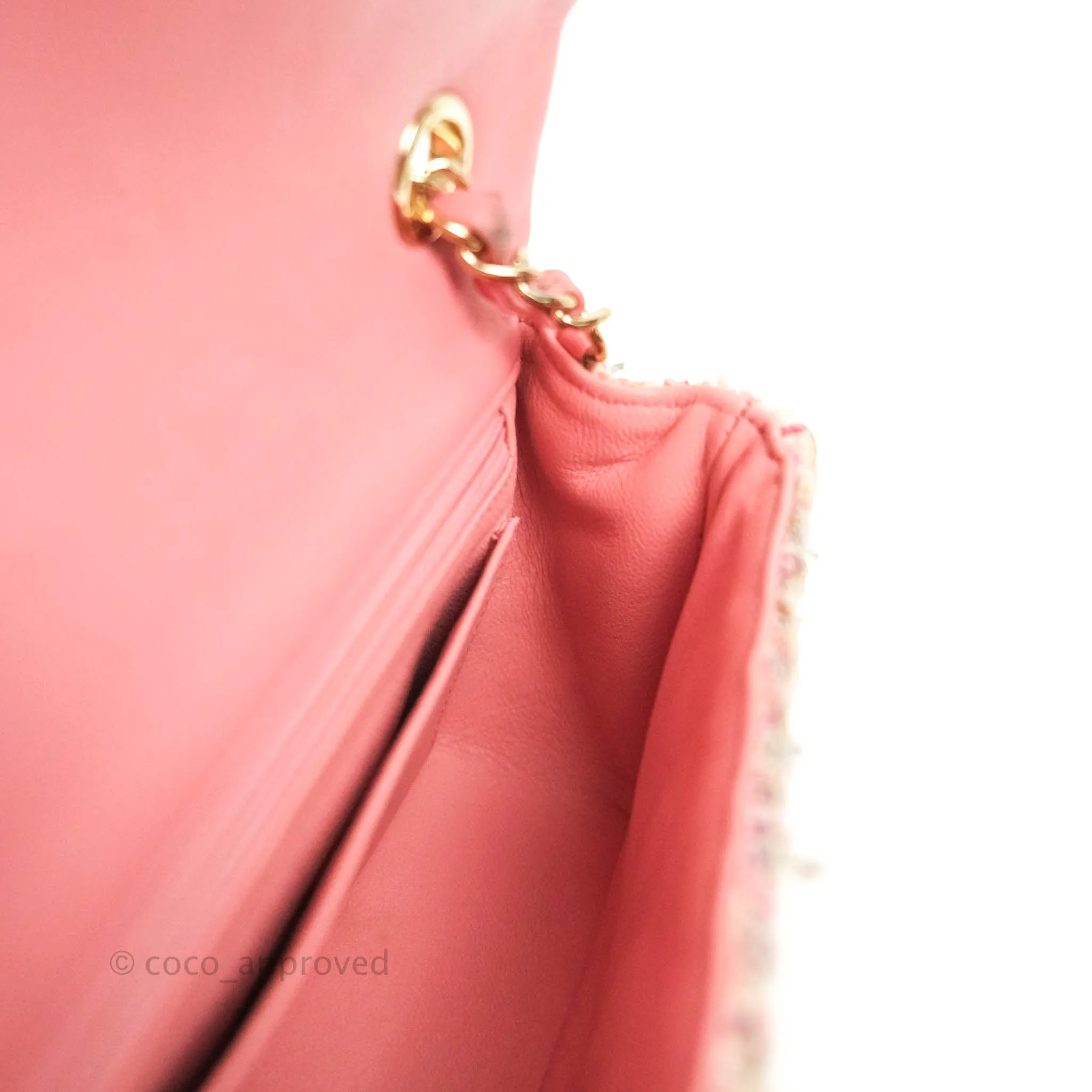 Chanel Quilted Mini Rectangular Pink Tweed Gold Hardware