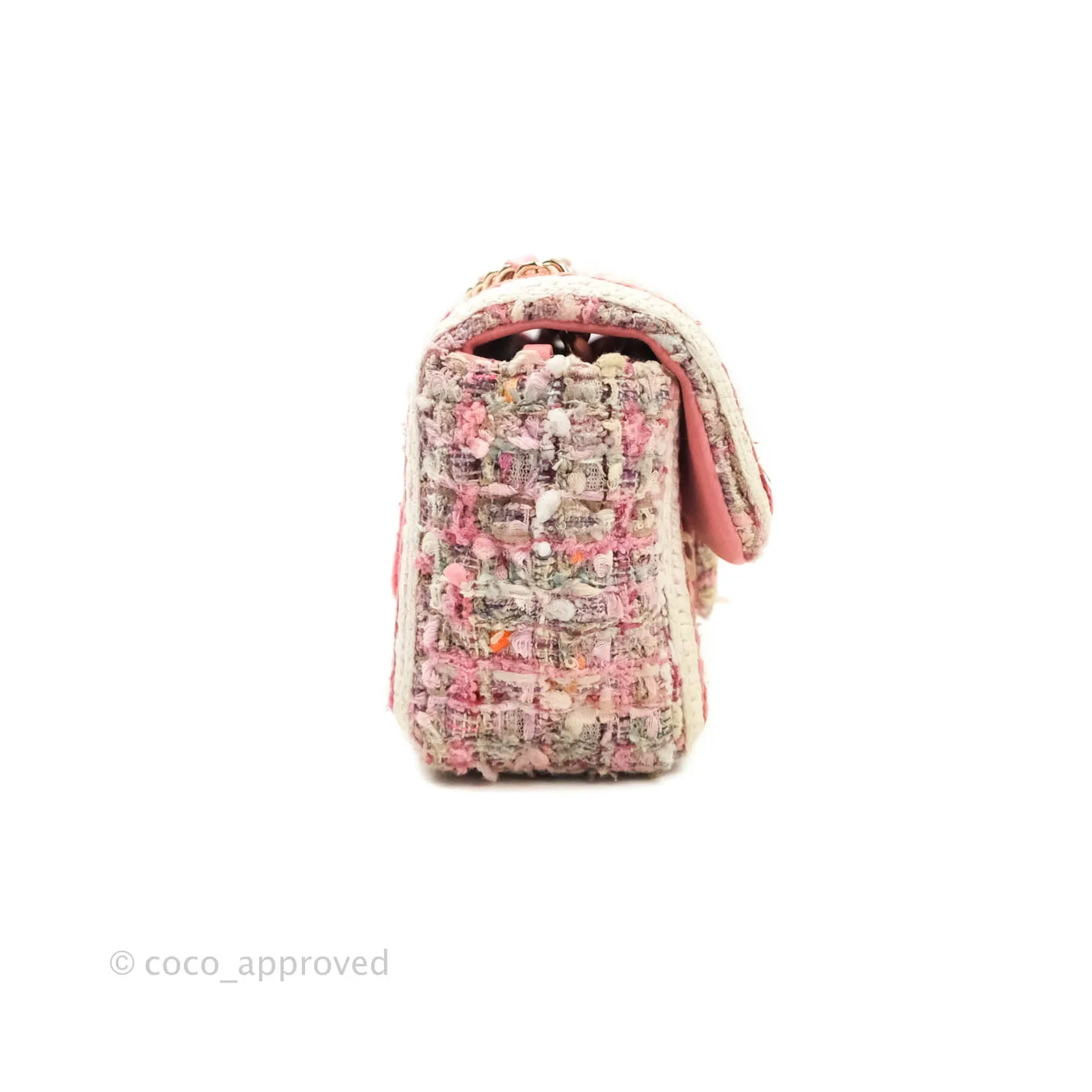 Chanel Quilted Mini Rectangular Pink Tweed Gold Hardware