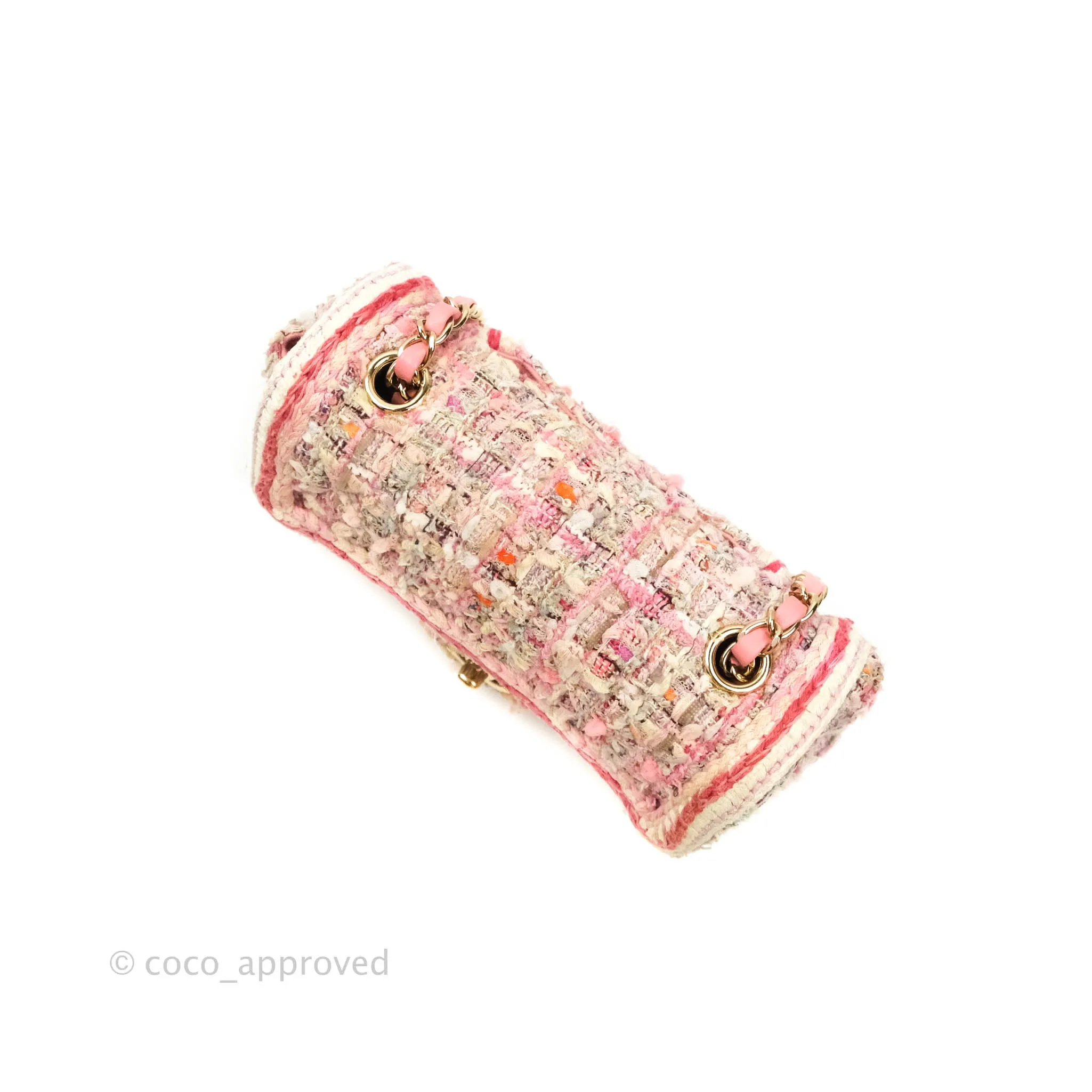 Chanel Quilted Mini Rectangular Pink Tweed Gold Hardware