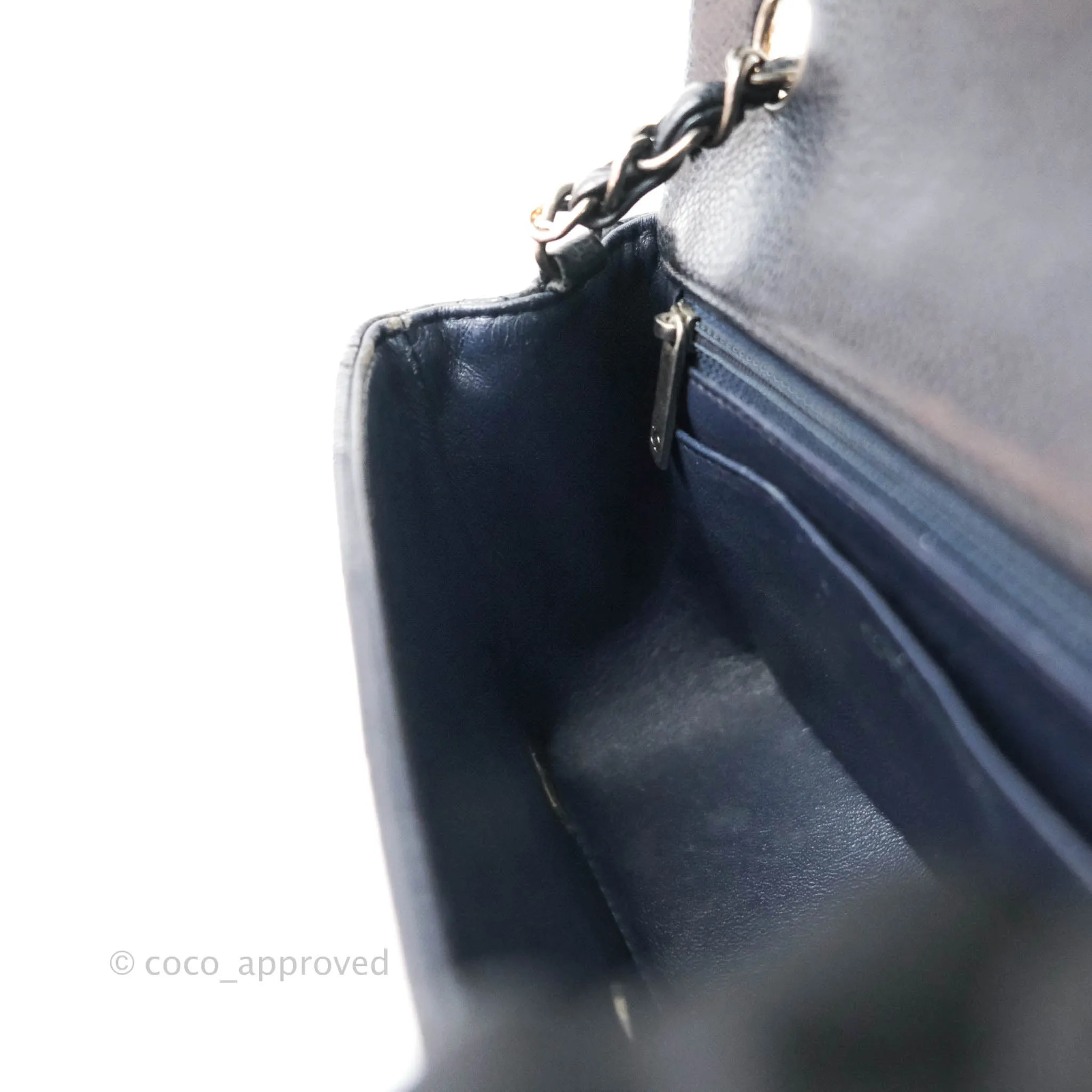 Chanel Quilted Mini Rectangular Very Dark Navy (Look Black) Caviar Ruthenium Hardware