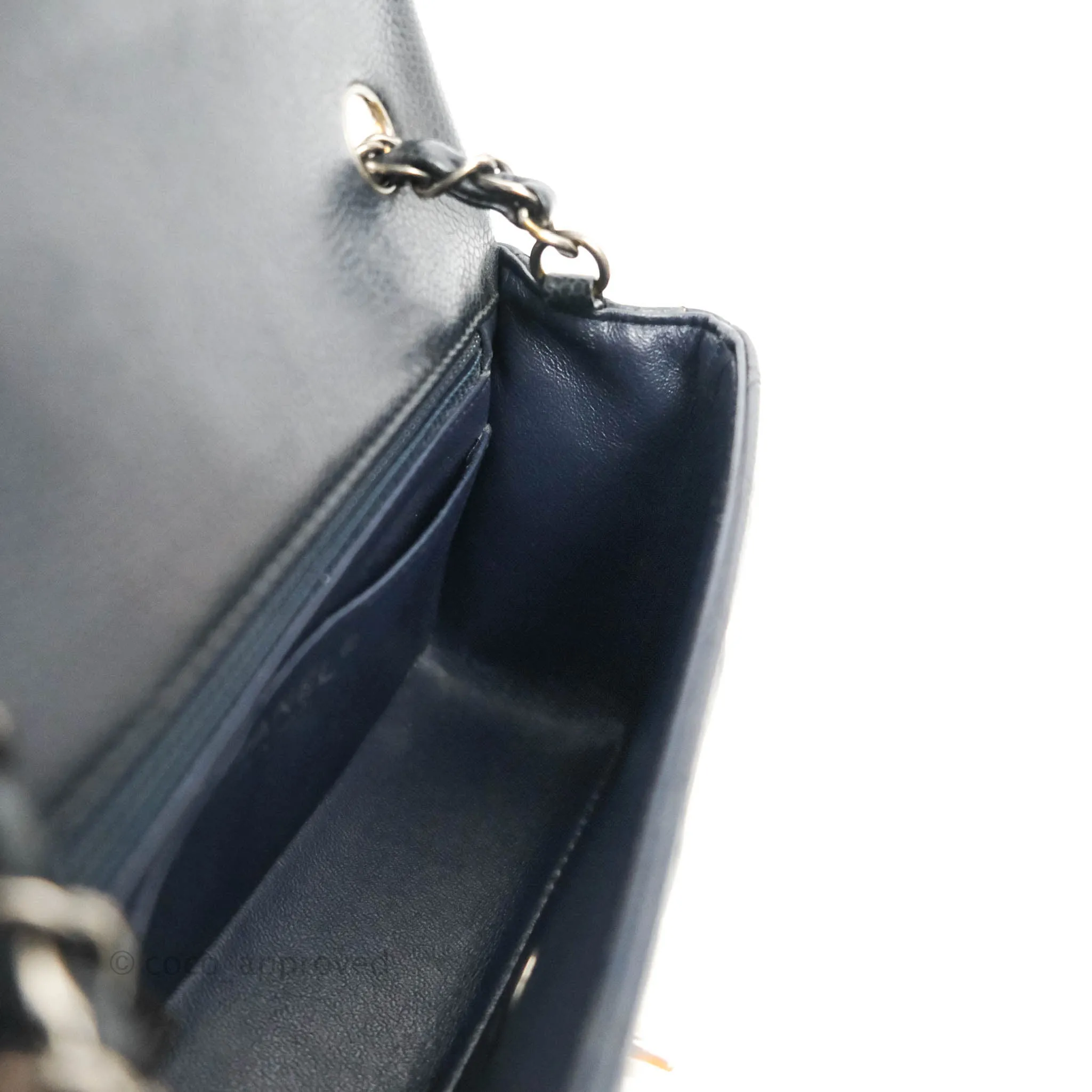 Chanel Quilted Mini Rectangular Very Dark Navy (Look Black) Caviar Ruthenium Hardware