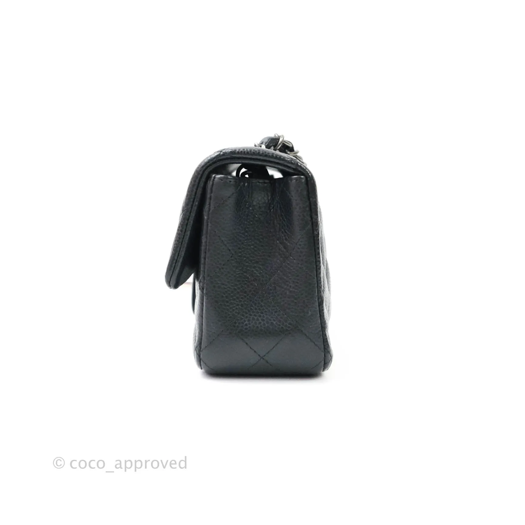 Chanel Quilted Mini Rectangular Very Dark Navy (Look Black) Caviar Ruthenium Hardware