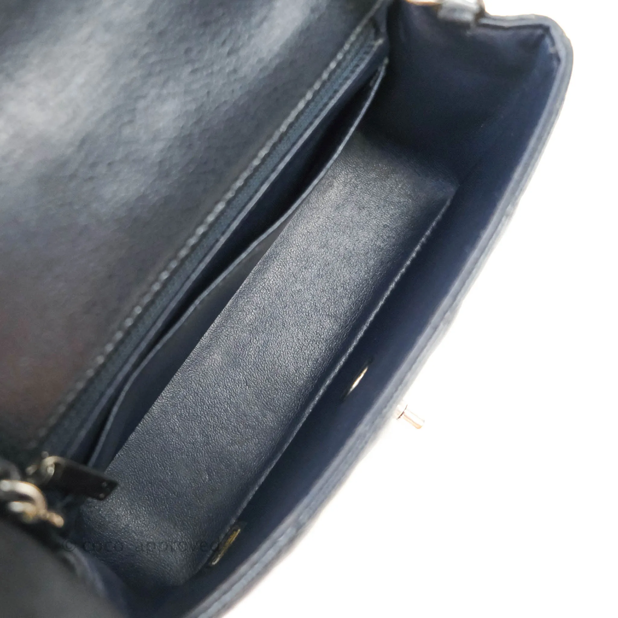 Chanel Quilted Mini Rectangular Very Dark Navy (Look Black) Caviar Ruthenium Hardware