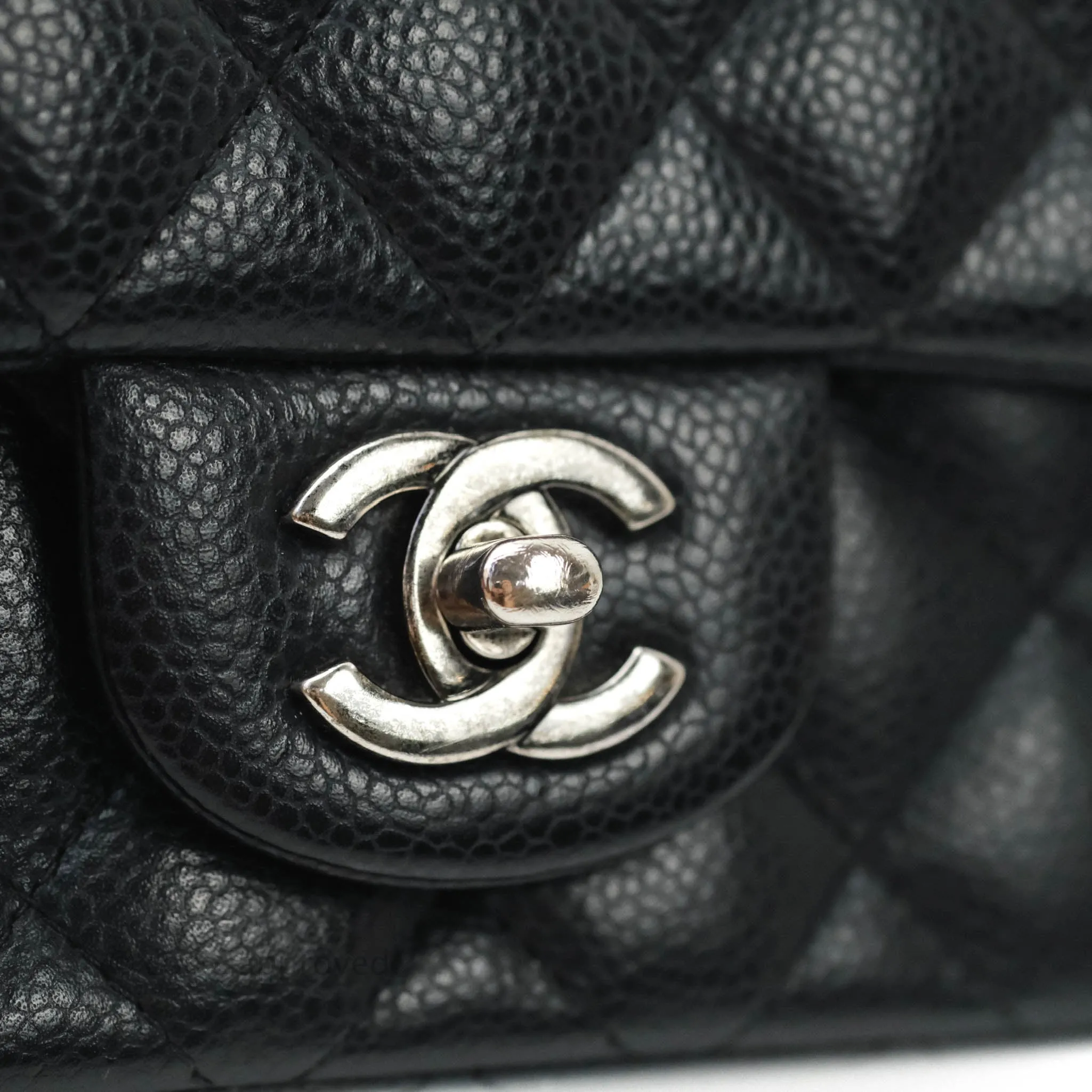 Chanel Quilted Mini Rectangular Very Dark Navy (Look Black) Caviar Ruthenium Hardware