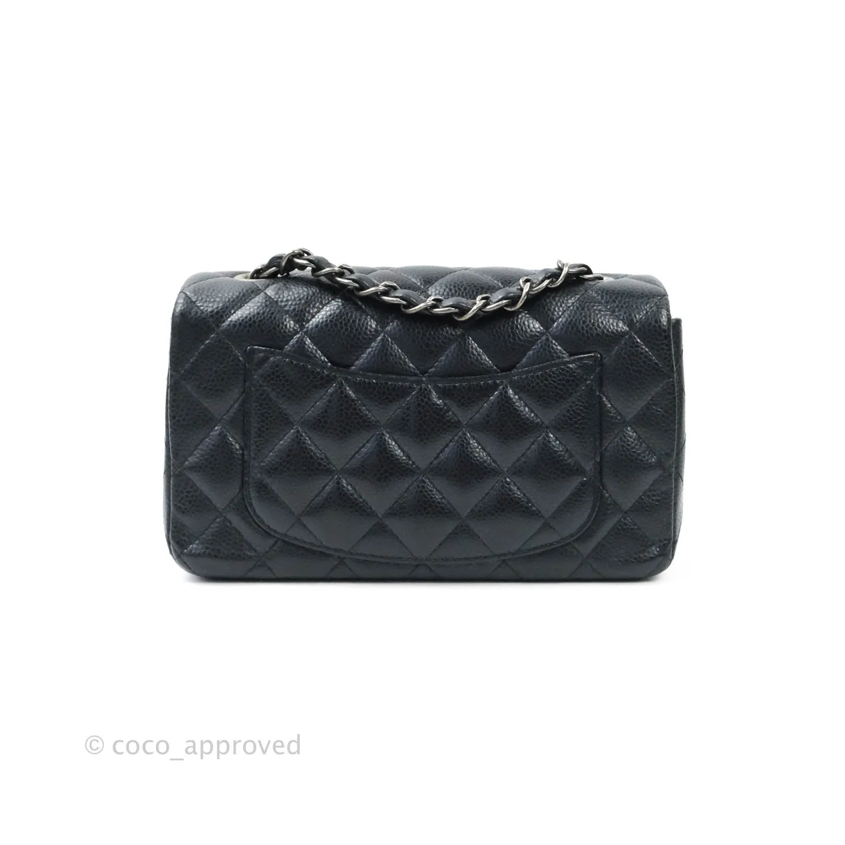Chanel Quilted Mini Rectangular Very Dark Navy (Look Black) Caviar Ruthenium Hardware