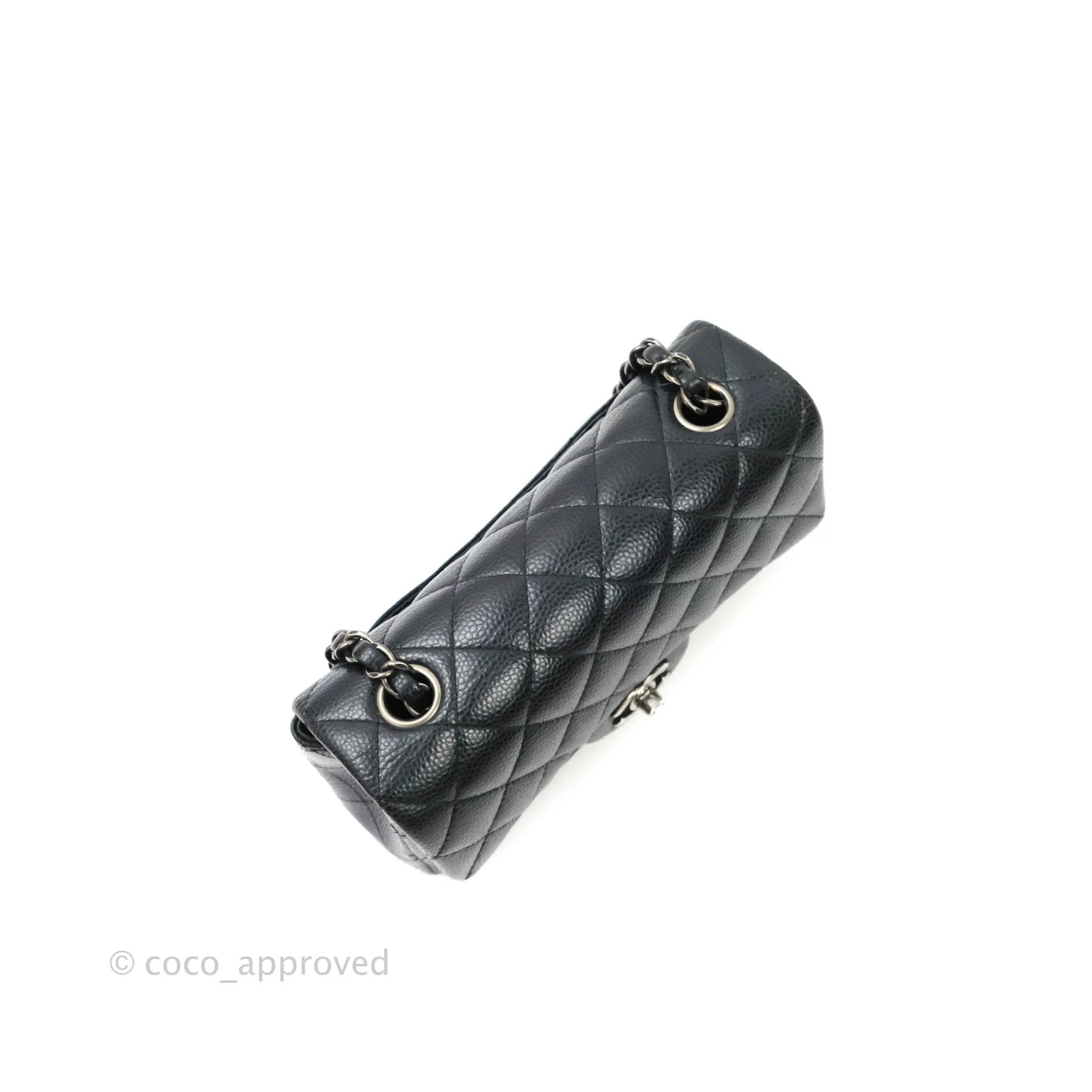 Chanel Quilted Mini Rectangular Very Dark Navy (Look Black) Caviar Ruthenium Hardware