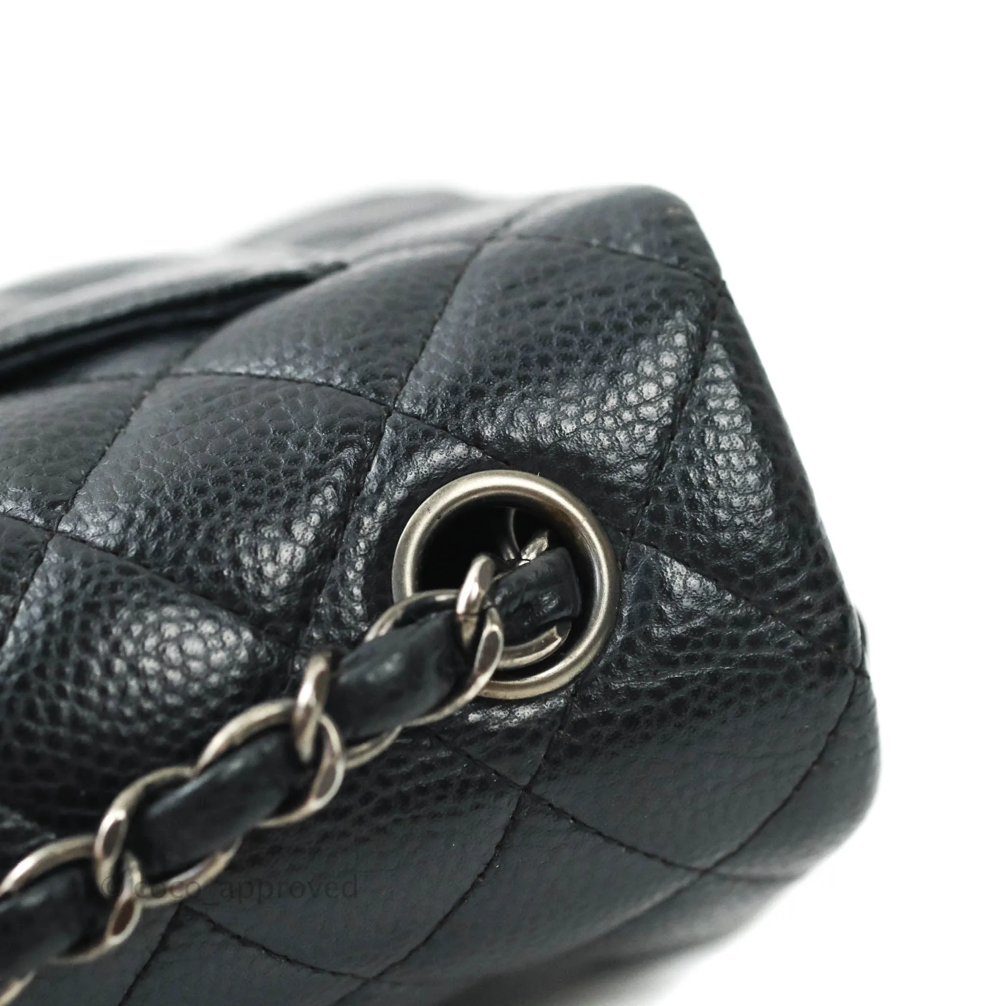Chanel Quilted Mini Rectangular Very Dark Navy (Look Black) Caviar Ruthenium Hardware