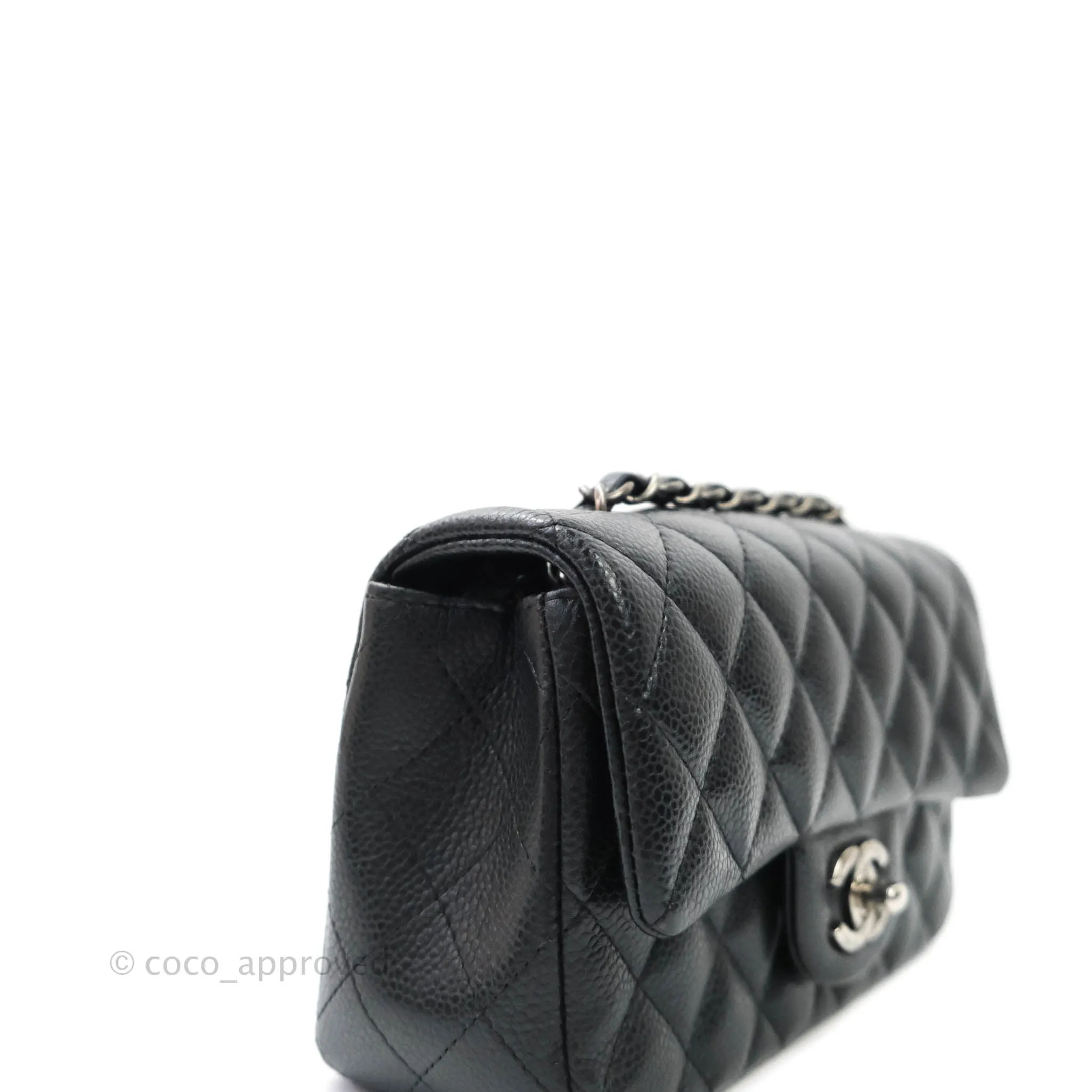Chanel Quilted Mini Rectangular Very Dark Navy (Look Black) Caviar Ruthenium Hardware