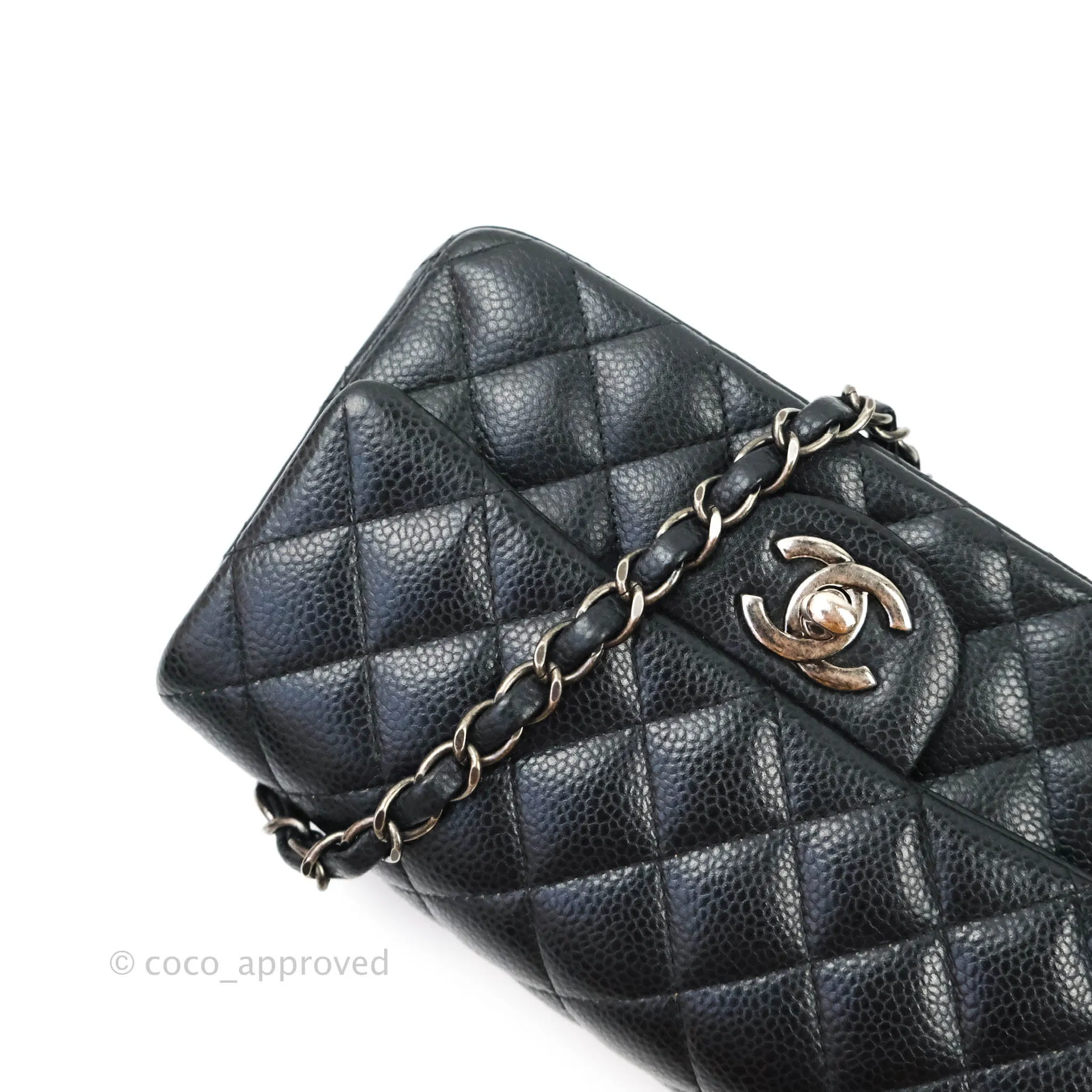 Chanel Quilted Mini Rectangular Very Dark Navy (Look Black) Caviar Ruthenium Hardware