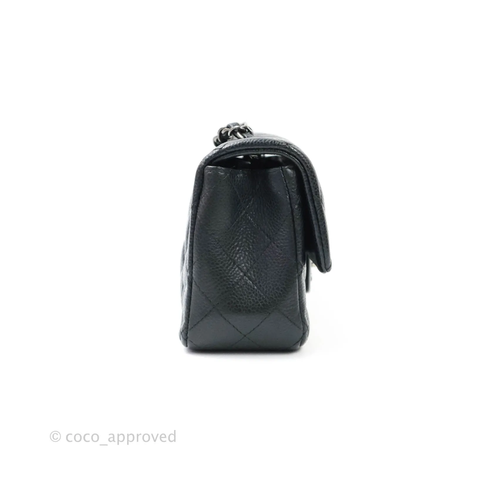Chanel Quilted Mini Rectangular Very Dark Navy (Look Black) Caviar Ruthenium Hardware