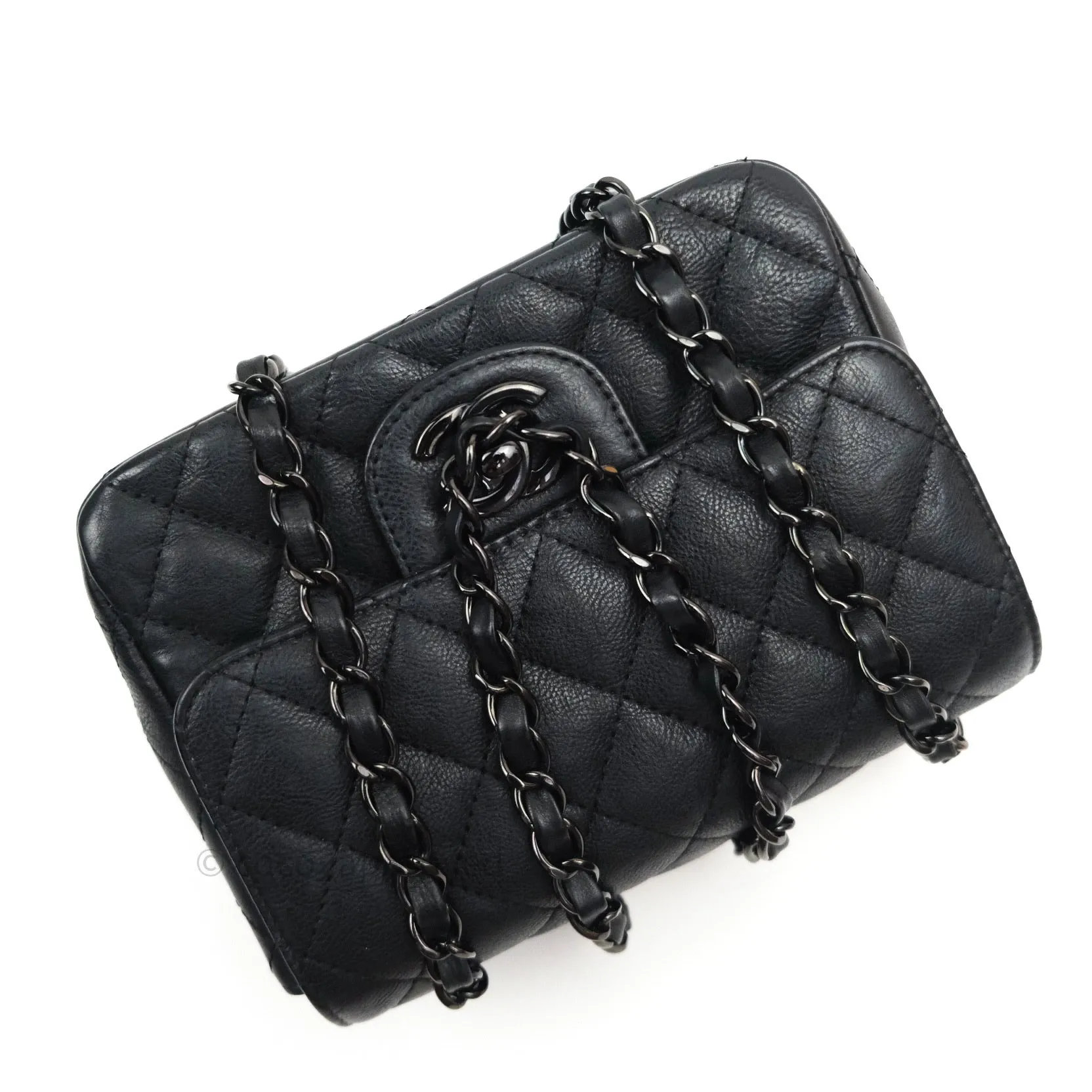 Chanel Quilted Mini Square Flap So Black Crumpled Calfskin