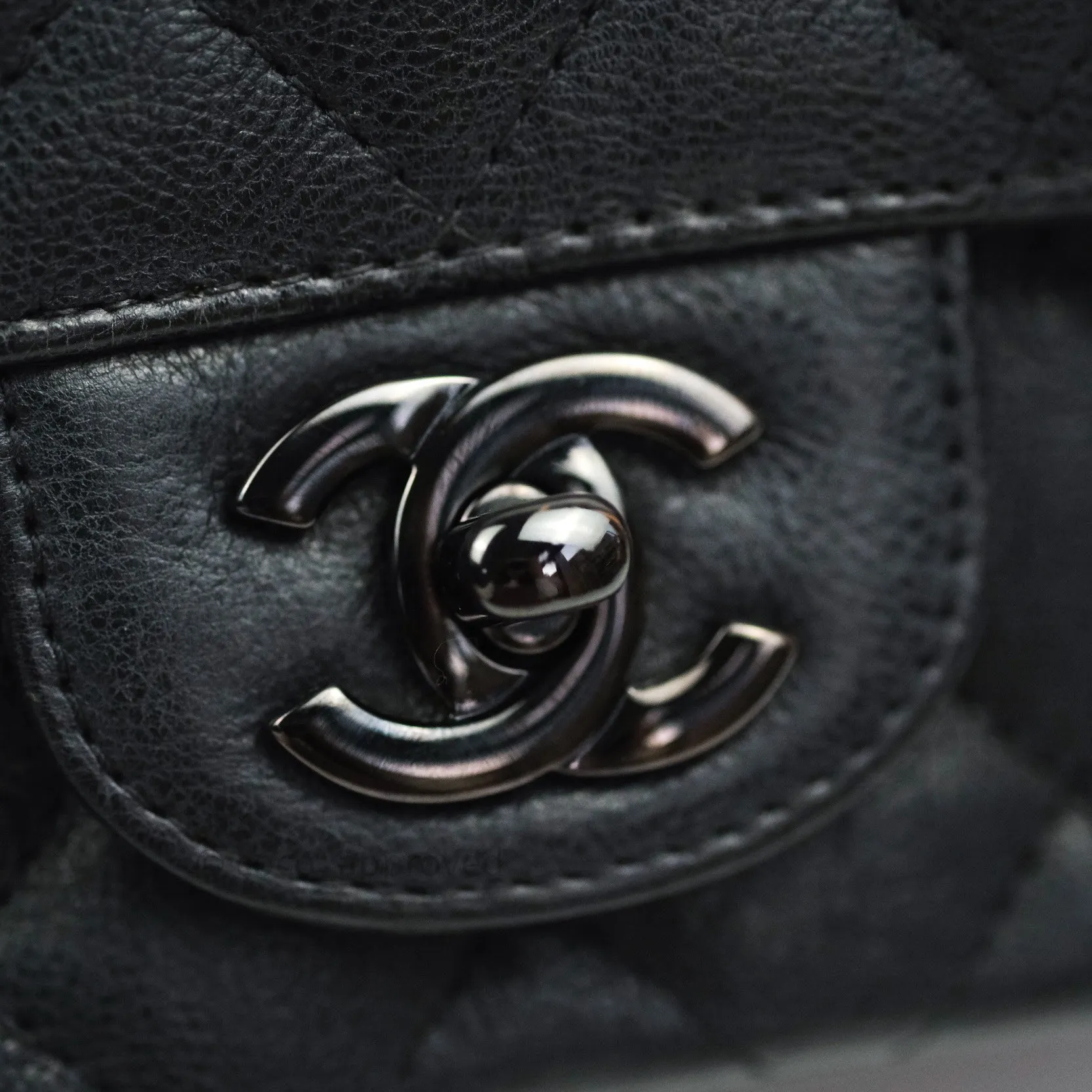Chanel Quilted Mini Square Flap So Black Crumpled Calfskin
