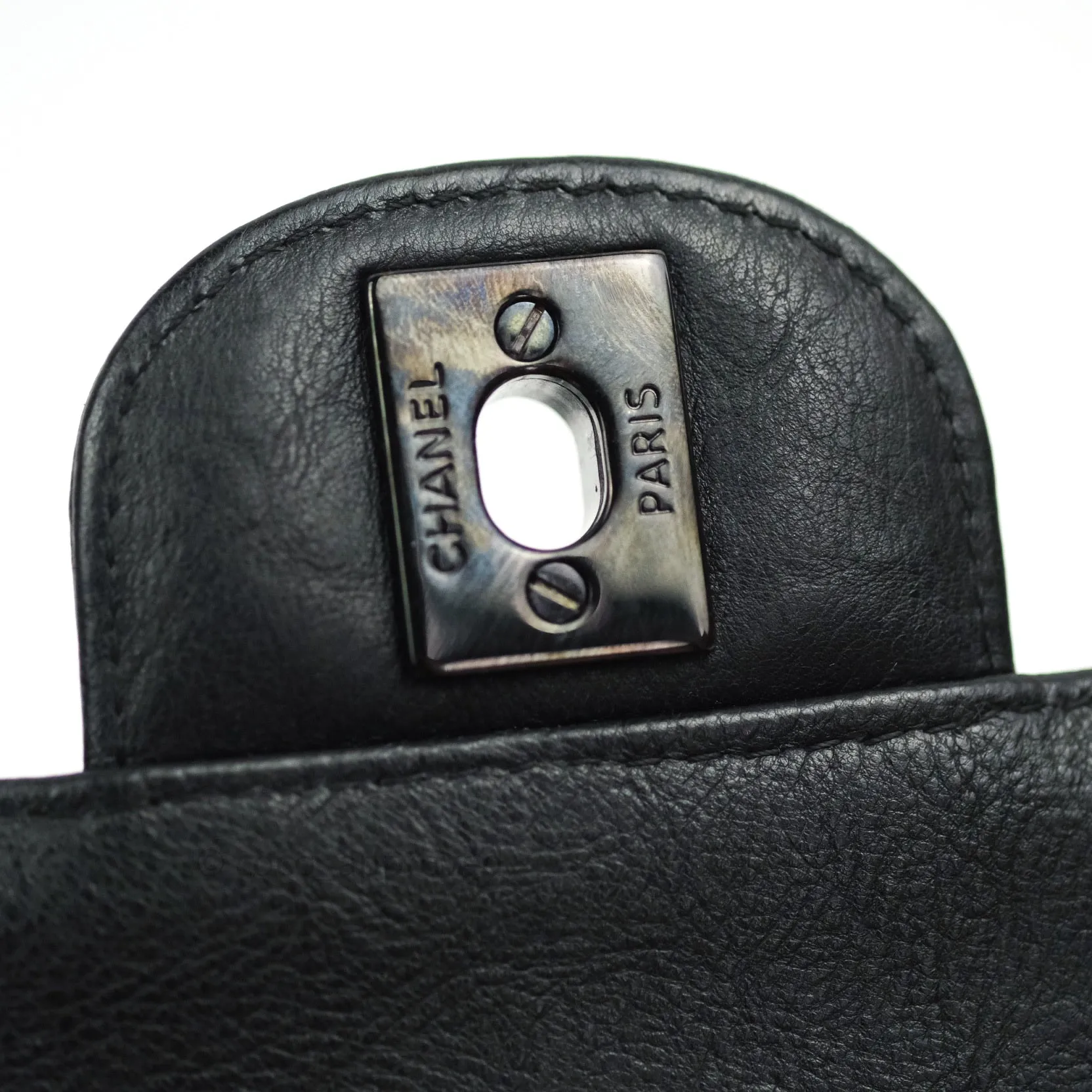 Chanel Quilted Mini Square Flap So Black Crumpled Calfskin
