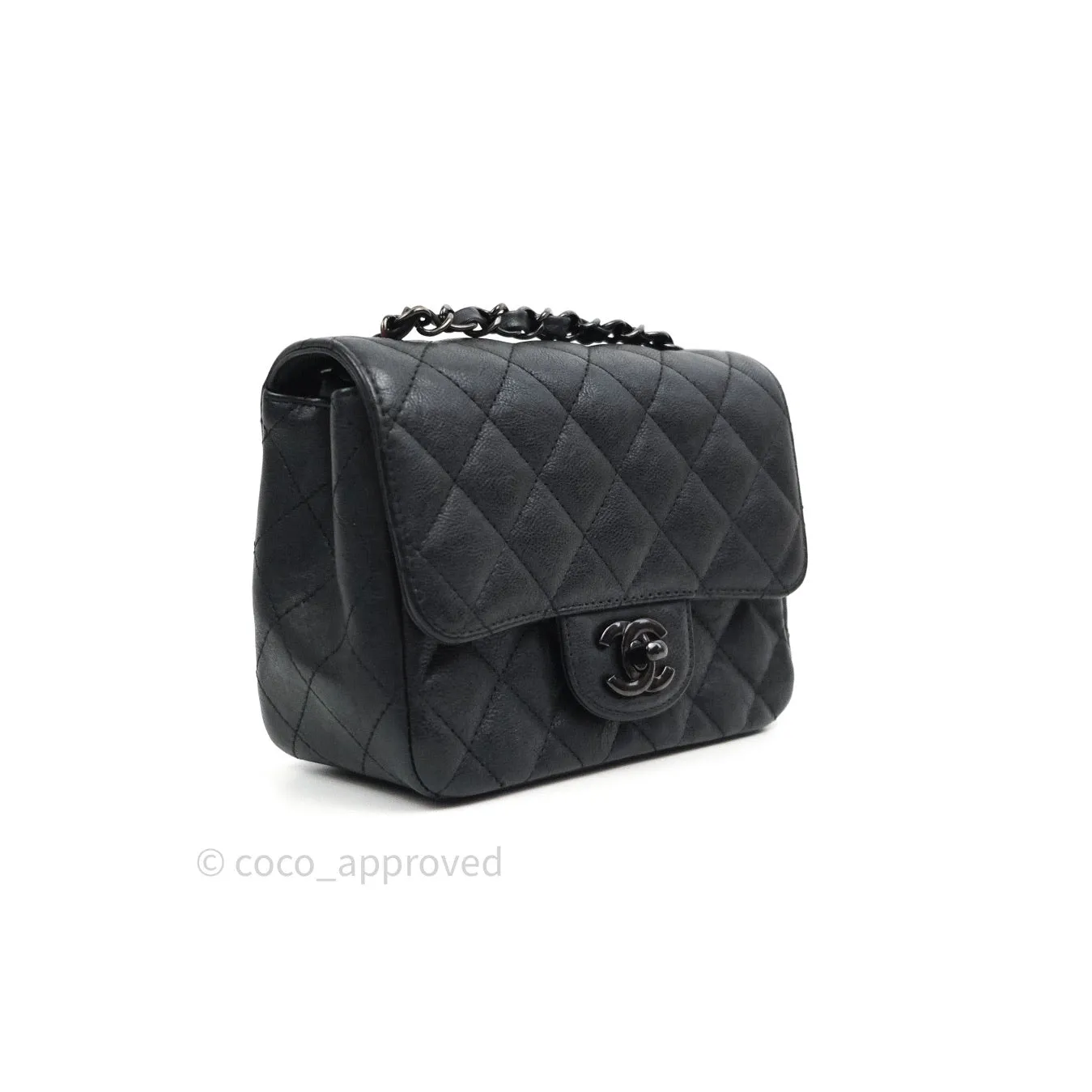 Chanel Quilted Mini Square Flap So Black Crumpled Calfskin