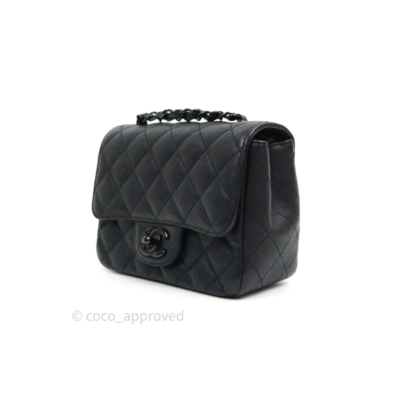 Chanel Quilted Mini Square Flap So Black Crumpled Calfskin