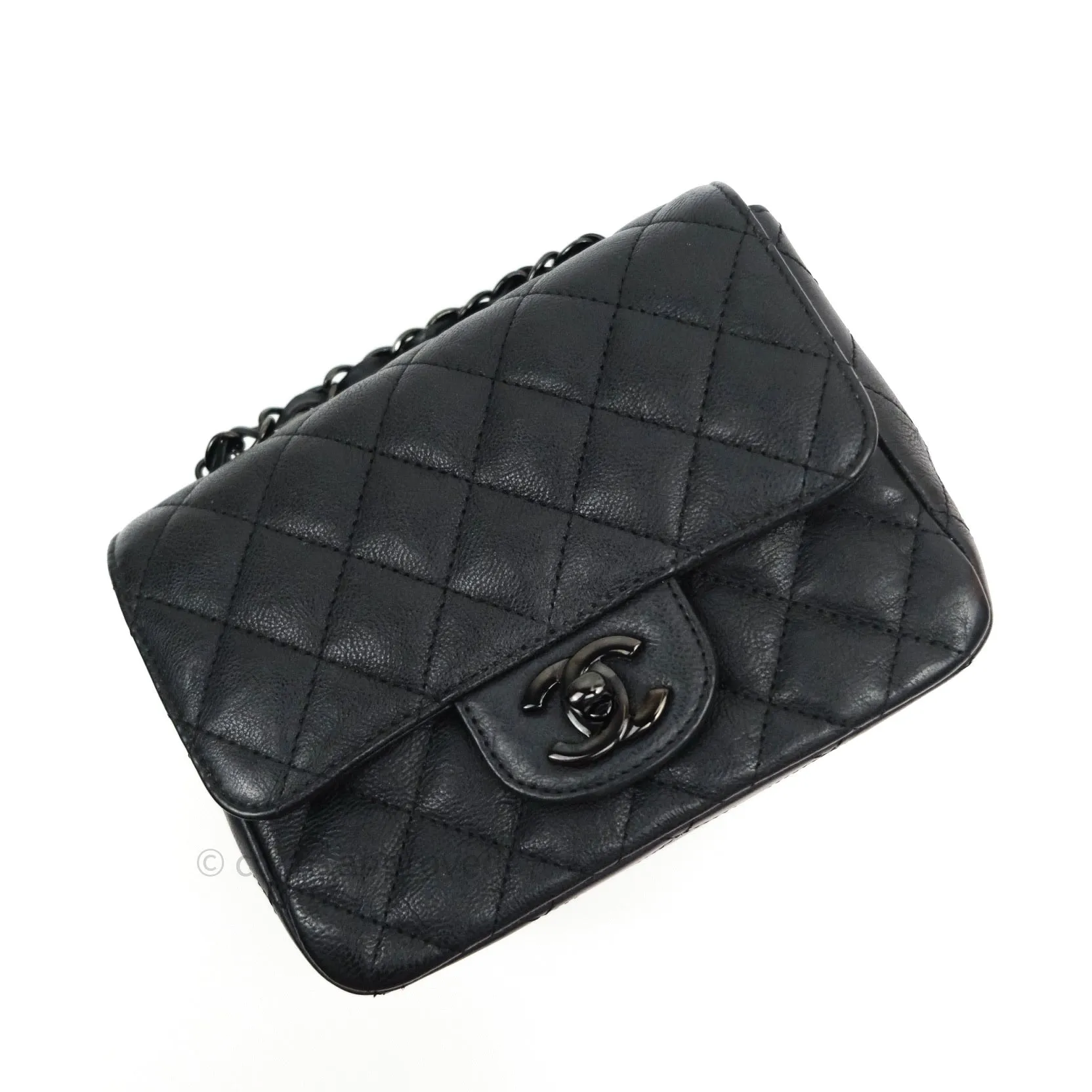 Chanel Quilted Mini Square Flap So Black Crumpled Calfskin