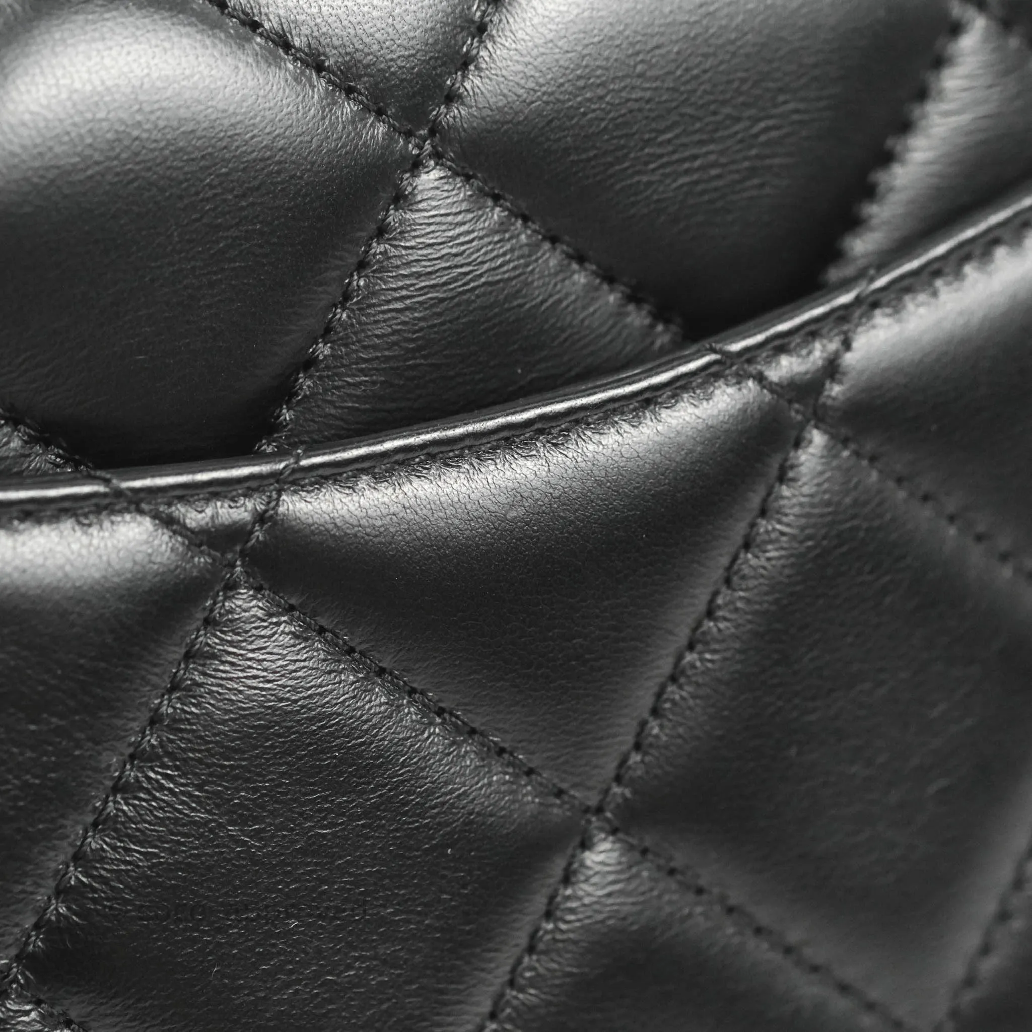 Chanel Quilted Pending CC Enamel Mini Square Flap Black Lambskin Aged Gold Hardware 22P