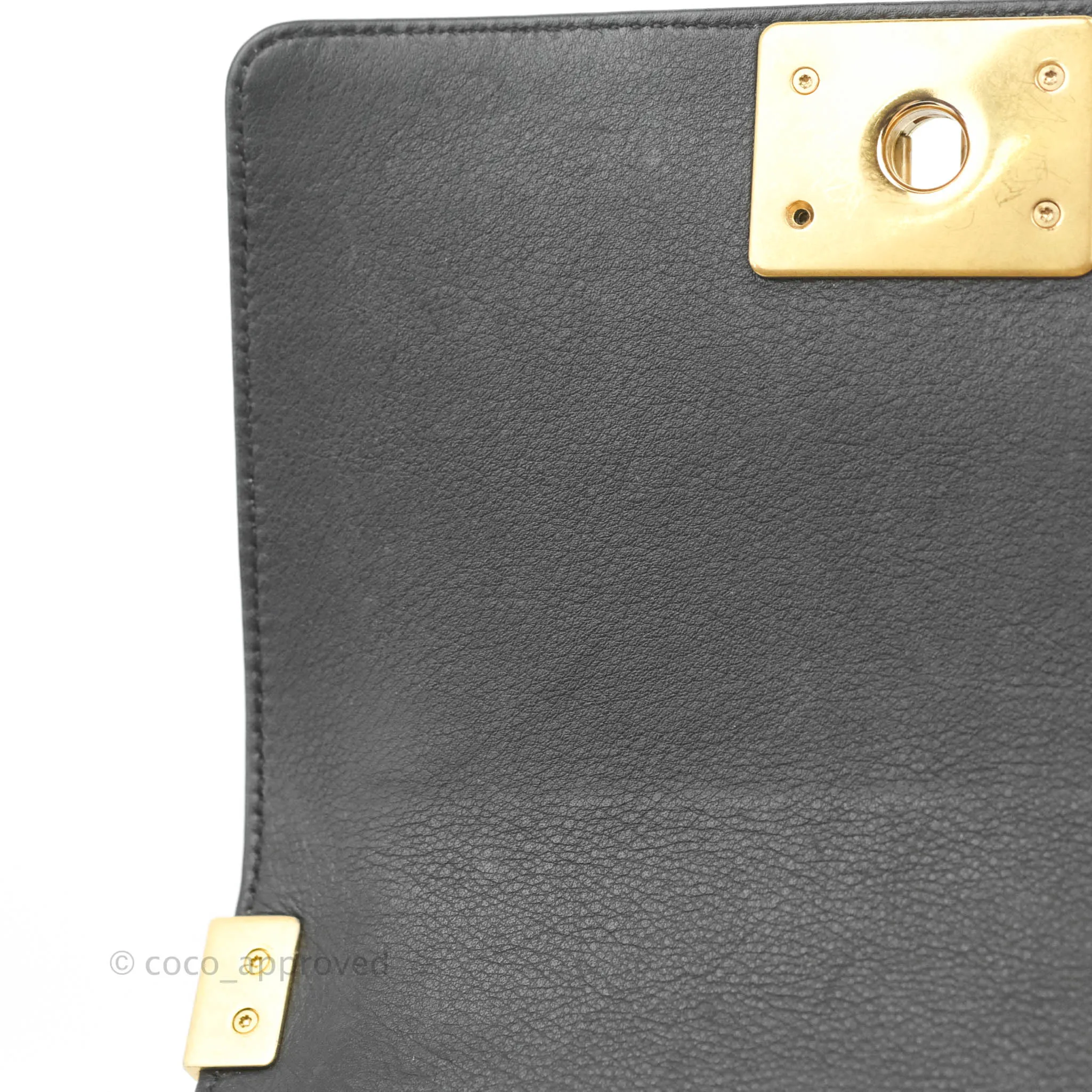 Chanel Quilted Small Boy Black Calfskin Aged Gold Hardware