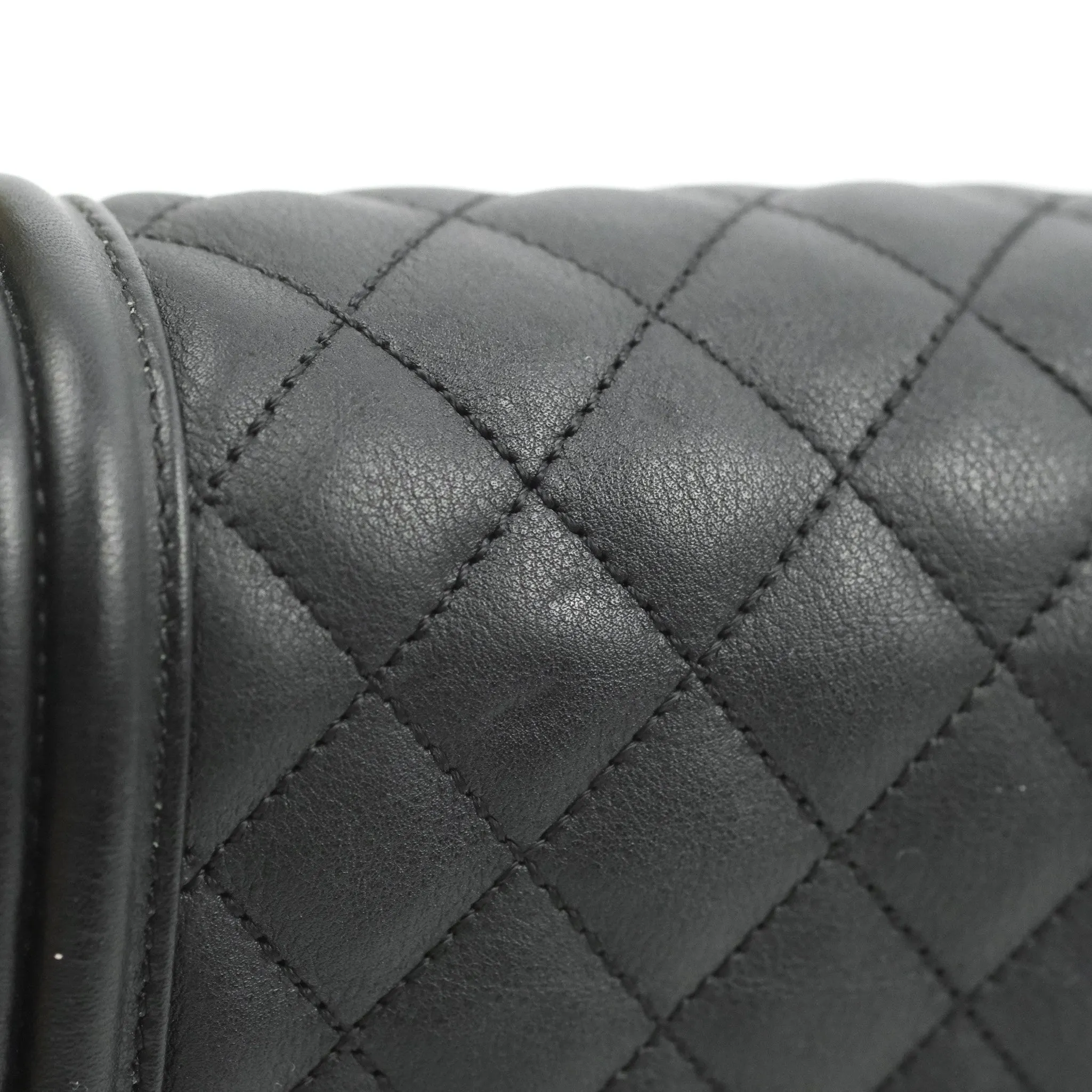 Chanel Quilted Small Boy Black Calfskin Aged Gold Hardware