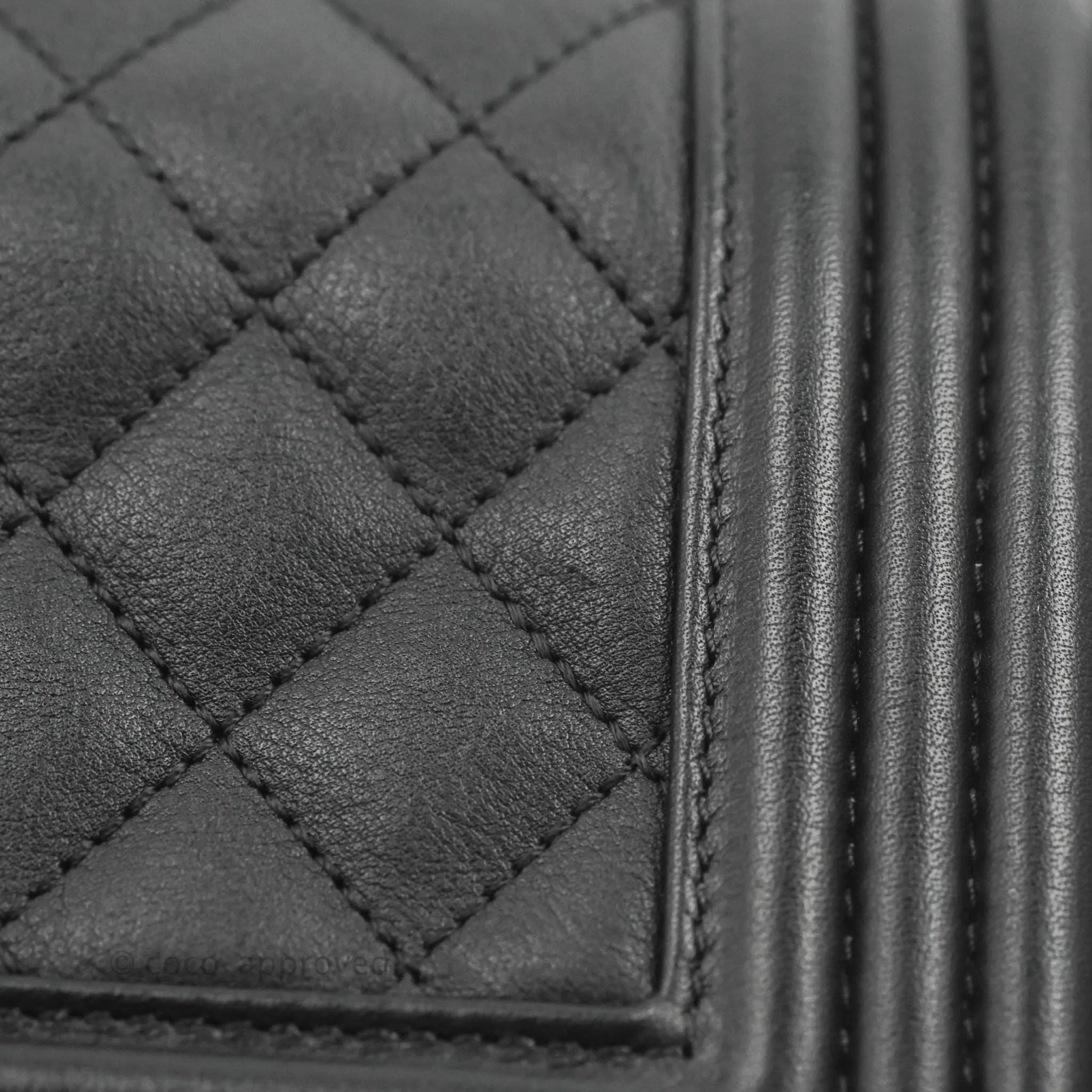 Chanel Quilted Small Boy Black Calfskin Aged Gold Hardware