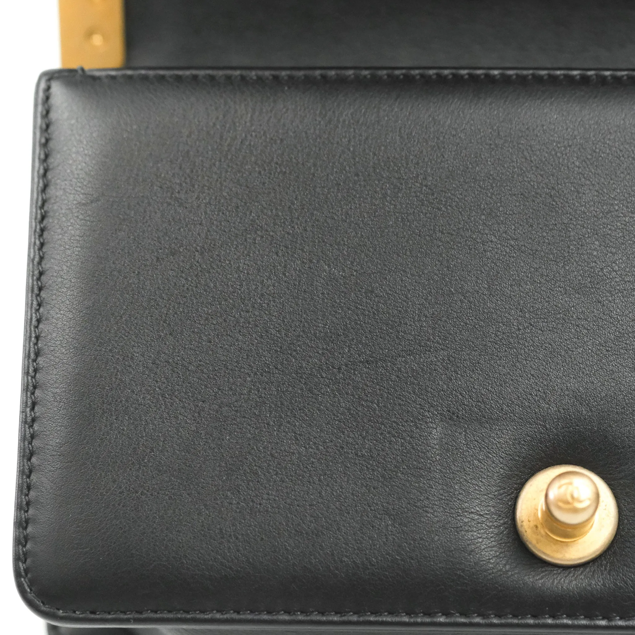Chanel Quilted Small Boy Black Calfskin Aged Gold Hardware