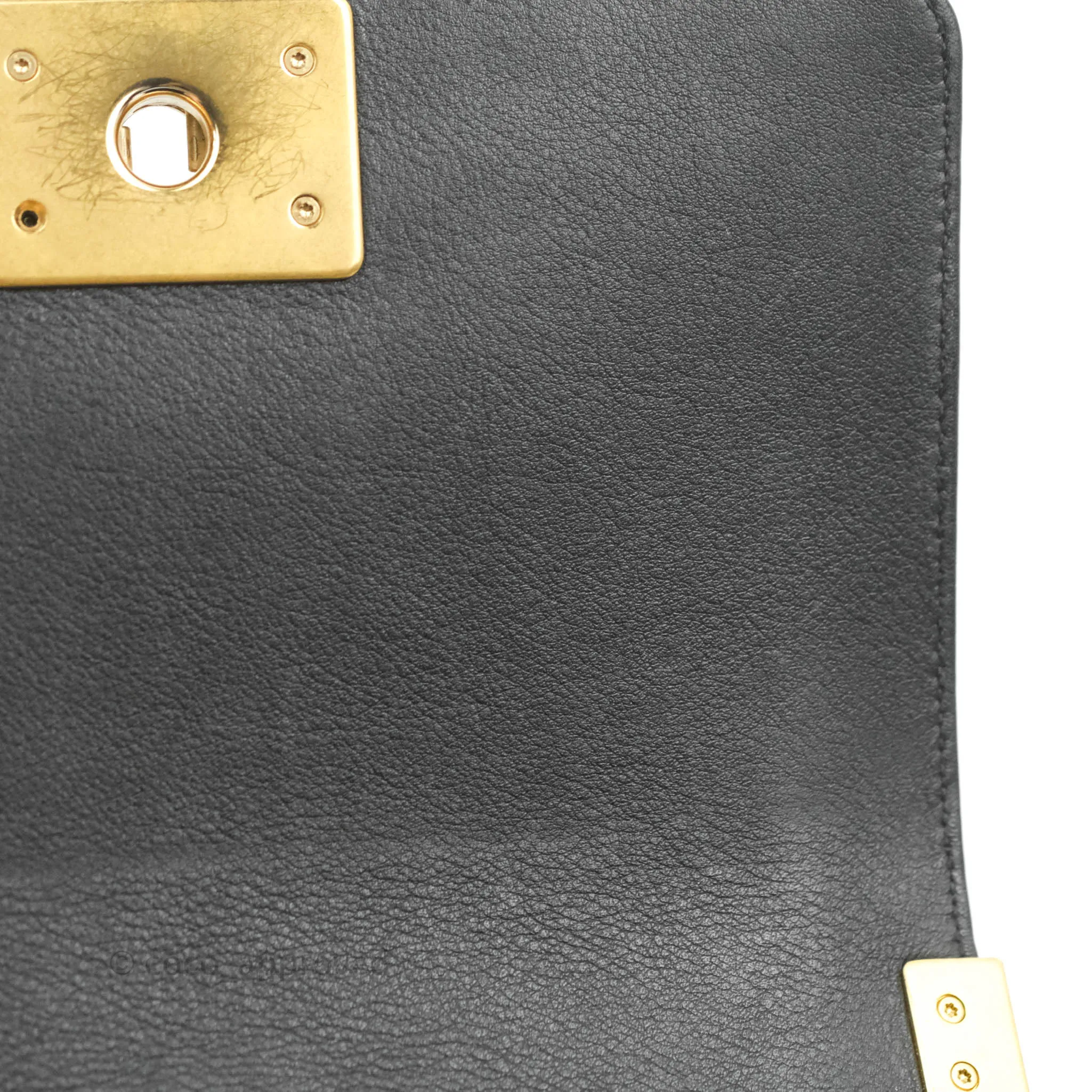 Chanel Quilted Small Boy Black Calfskin Aged Gold Hardware
