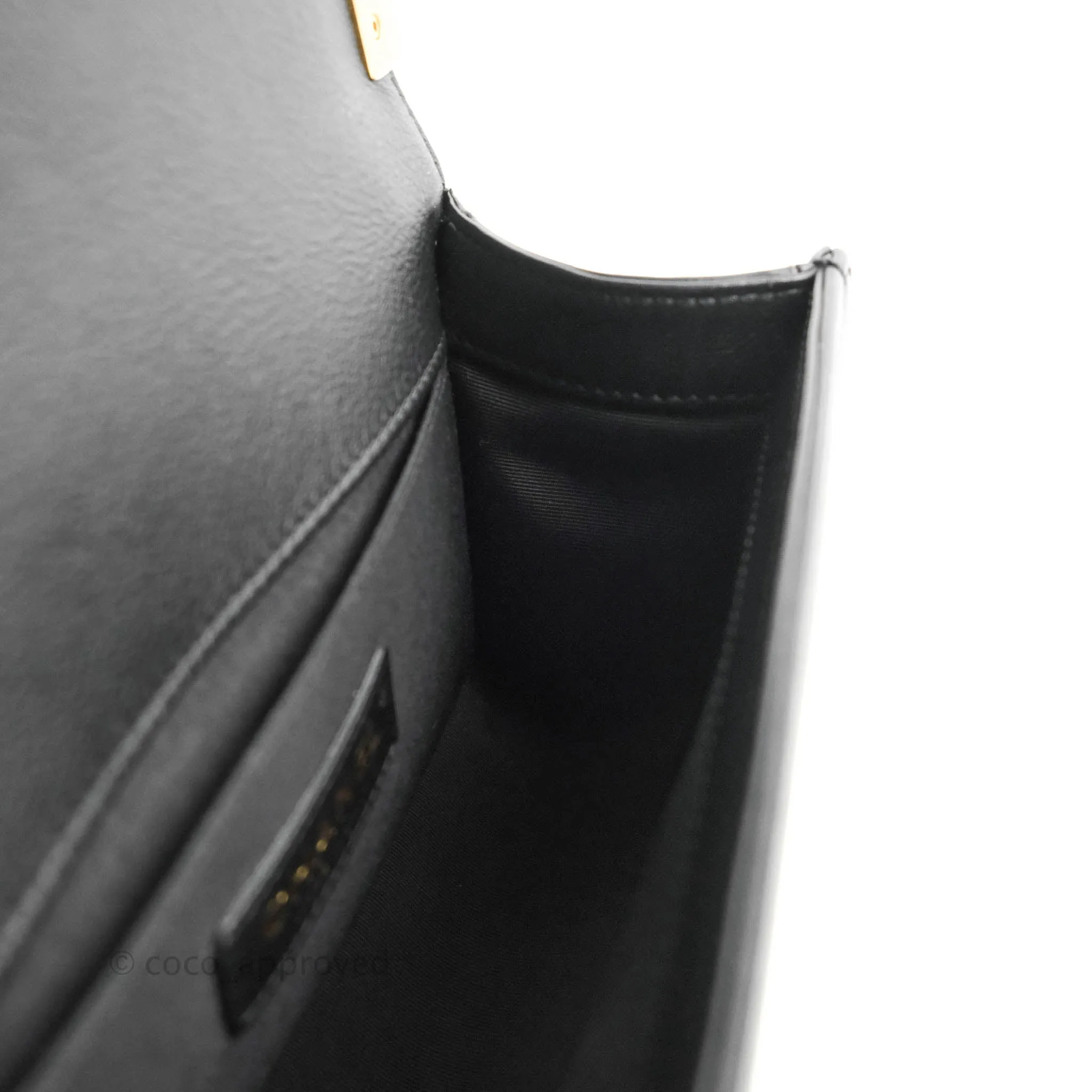 Chanel Quilted Small Boy Black Calfskin Aged Gold Hardware