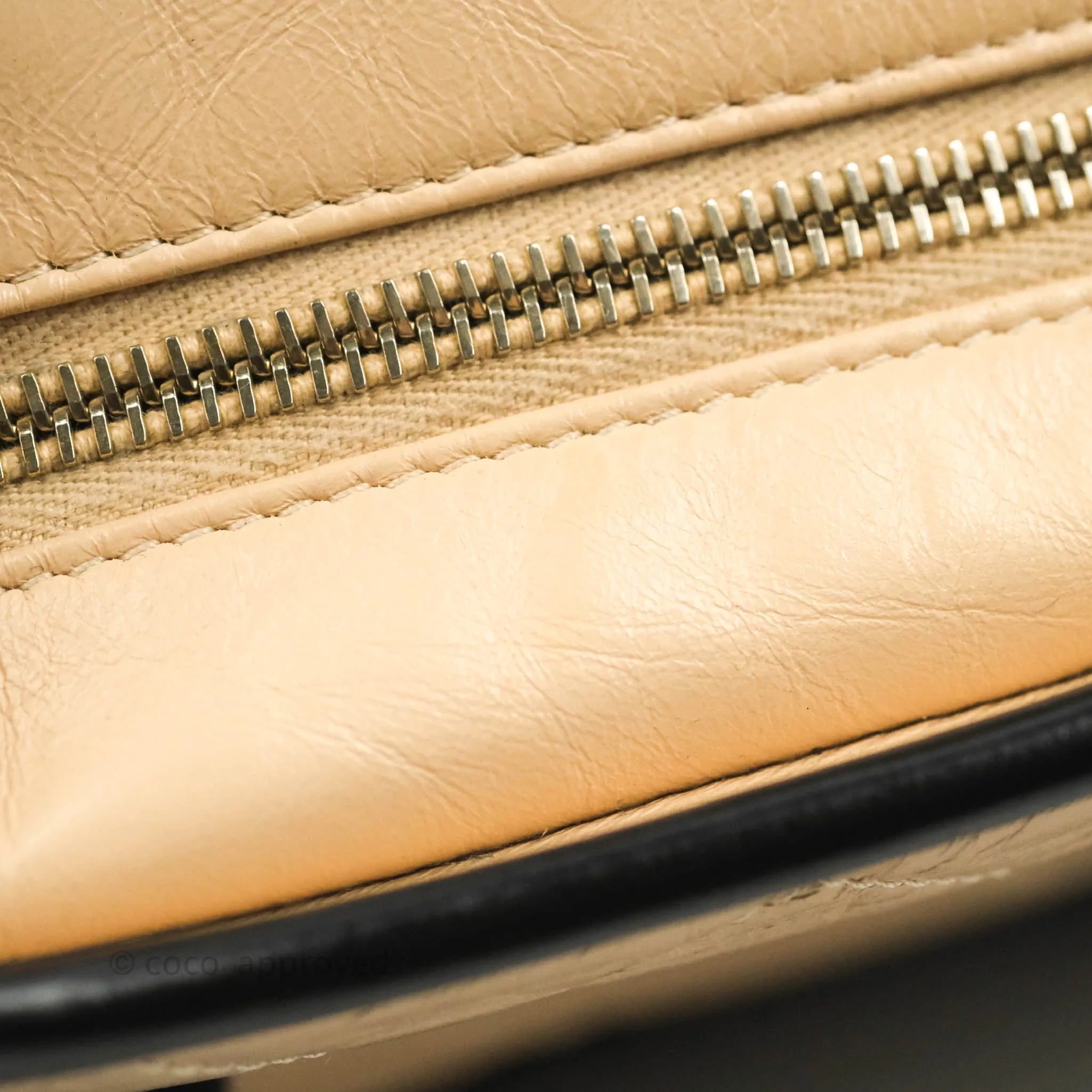 Chanel Quilted Small Gabrielle Hobo Black Beige Aged Calfskin