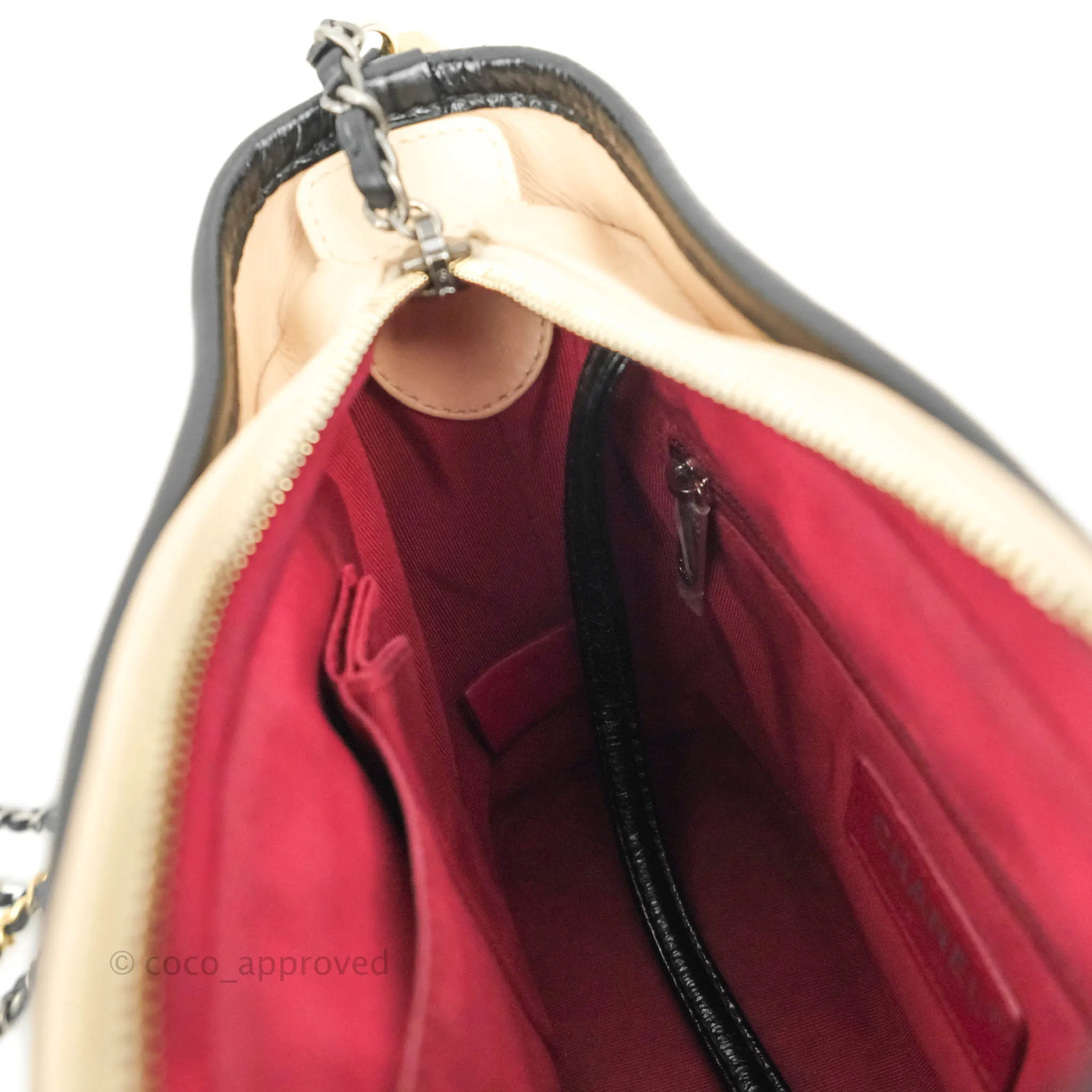 Chanel Quilted Small Gabrielle Hobo Black Beige Aged Calfskin