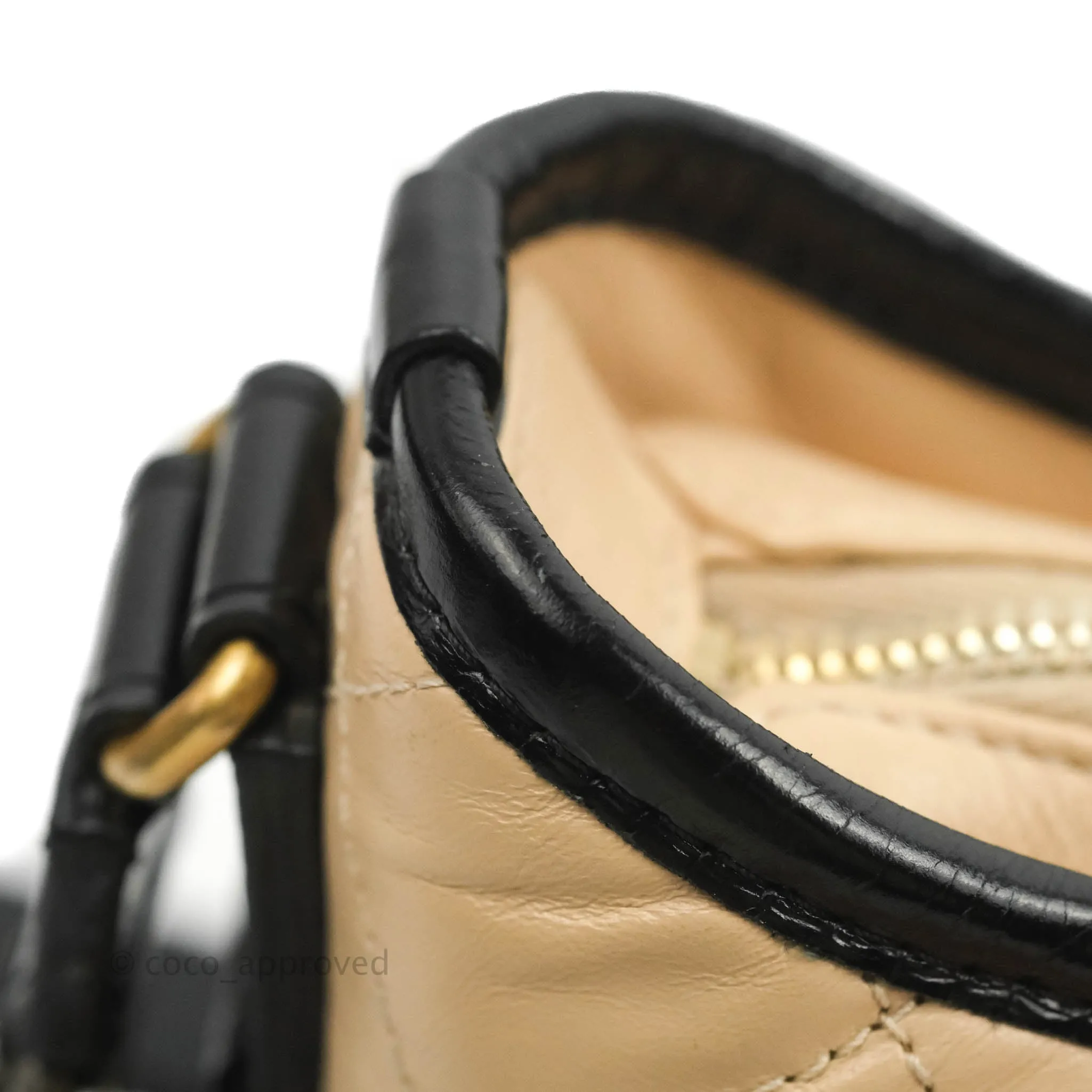 Chanel Quilted Small Gabrielle Hobo Black Beige Aged Calfskin