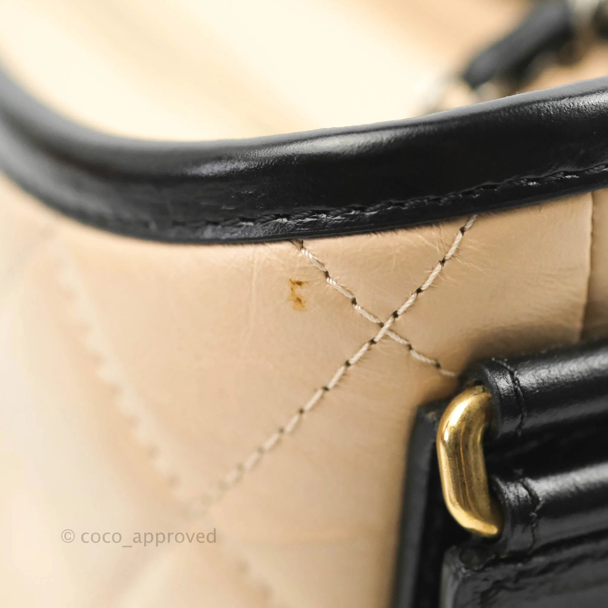 Chanel Quilted Small Gabrielle Hobo Black Beige Aged Calfskin
