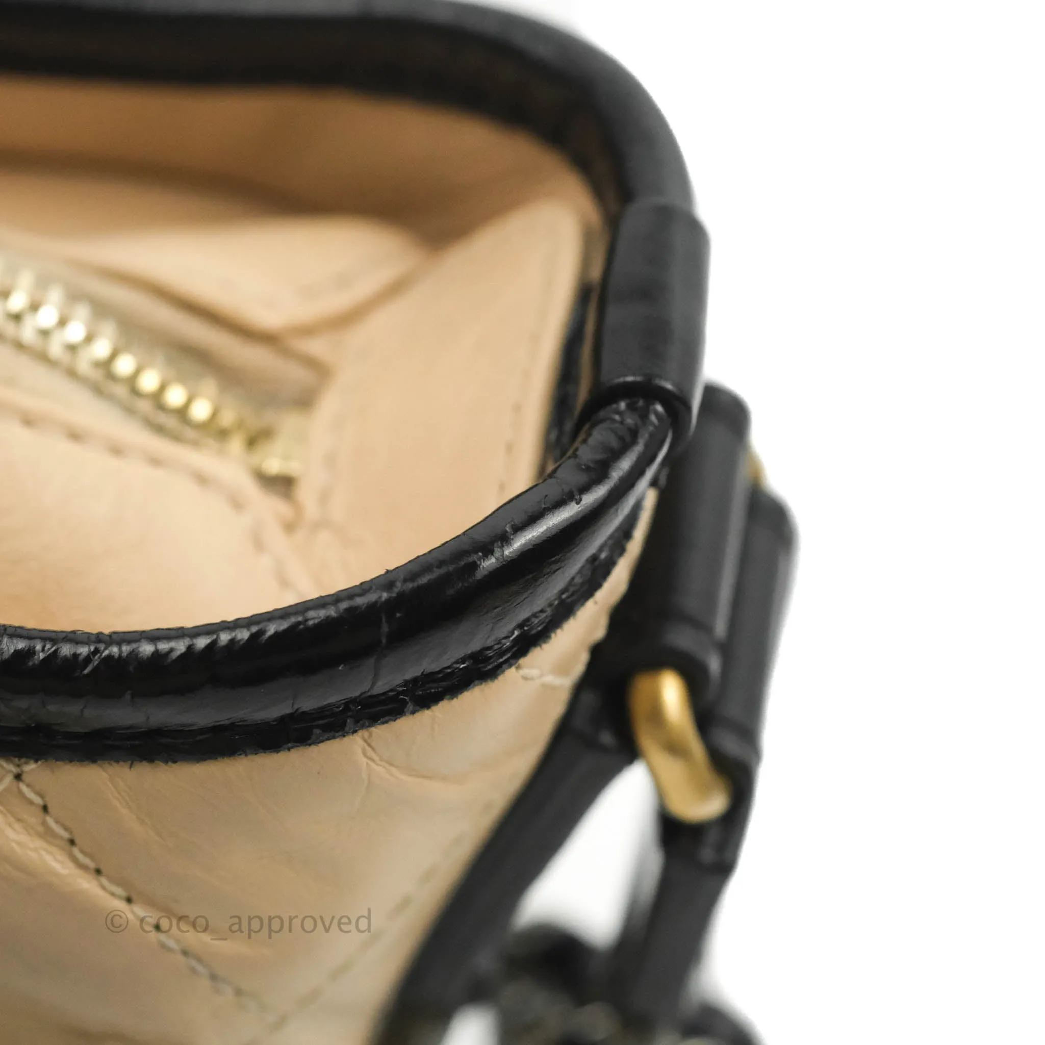Chanel Quilted Small Gabrielle Hobo Black Beige Aged Calfskin