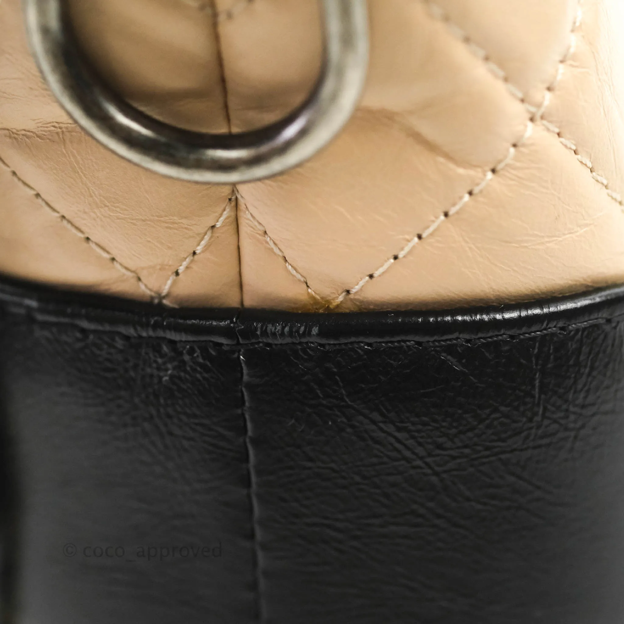 Chanel Quilted Small Gabrielle Hobo Black Beige Aged Calfskin