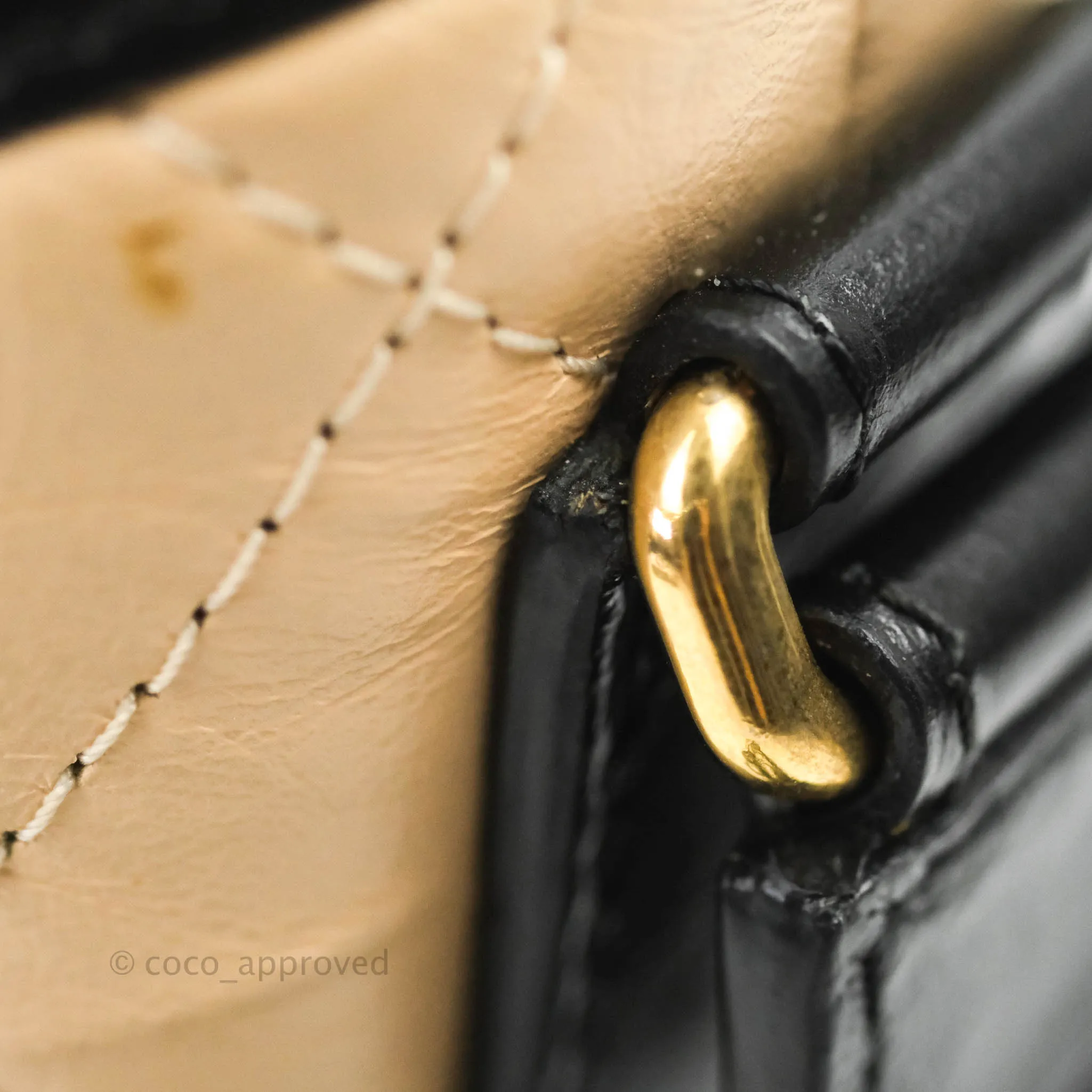 Chanel Quilted Small Gabrielle Hobo Black Beige Aged Calfskin