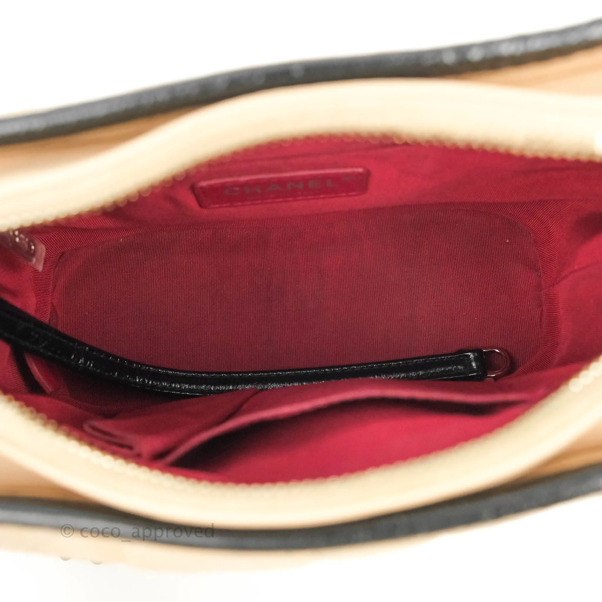 Chanel Quilted Small Gabrielle Hobo Black Beige Aged Calfskin
