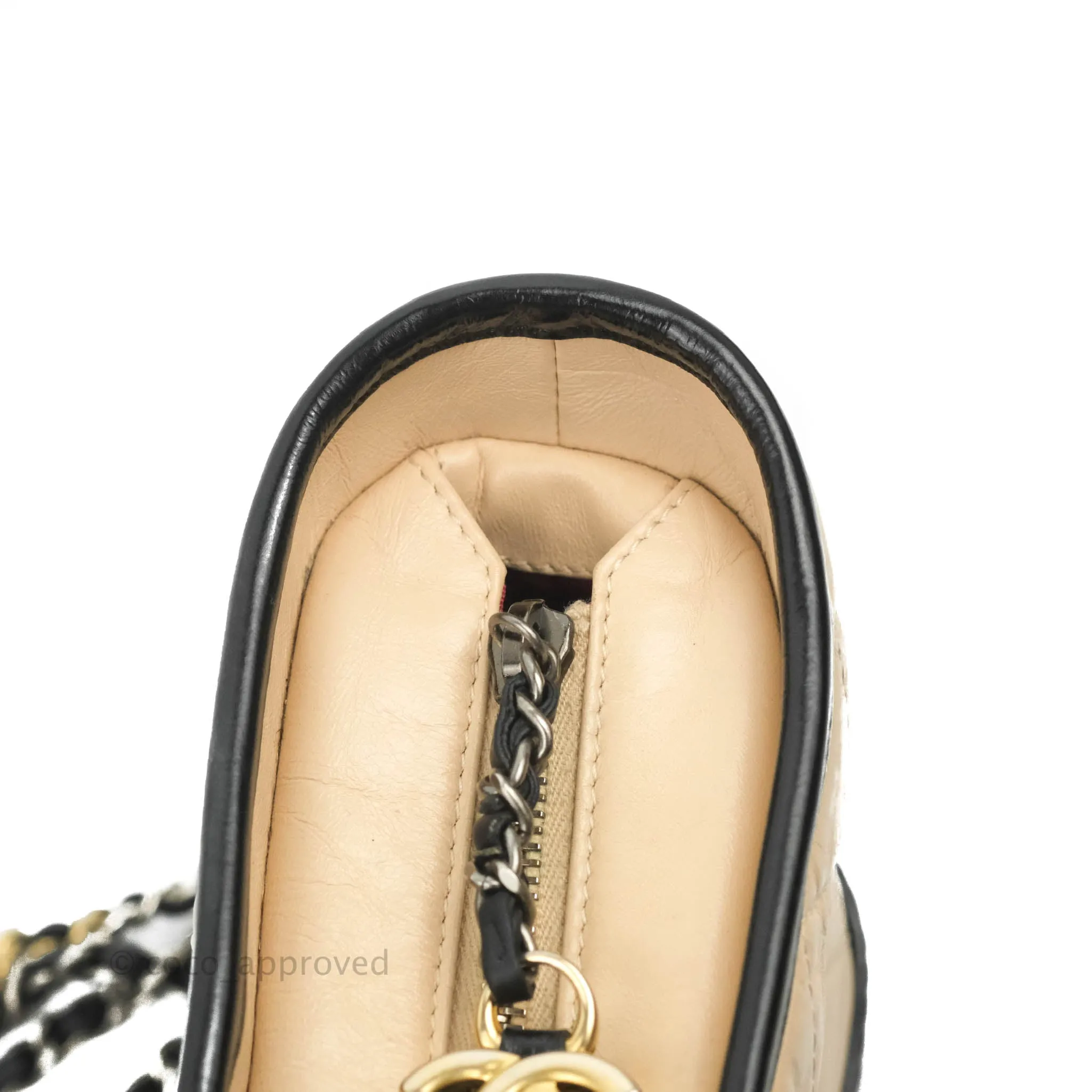 Chanel Quilted Small Gabrielle Hobo Black Beige Aged Calfskin