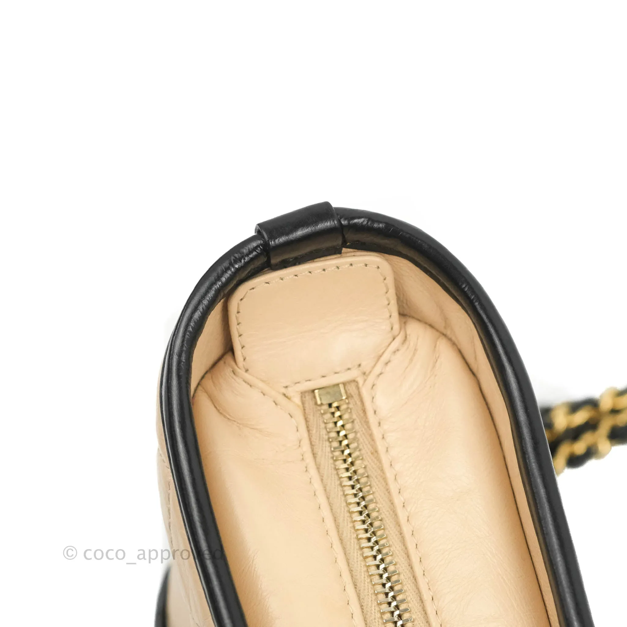 Chanel Quilted Small Gabrielle Hobo Black Beige Aged Calfskin
