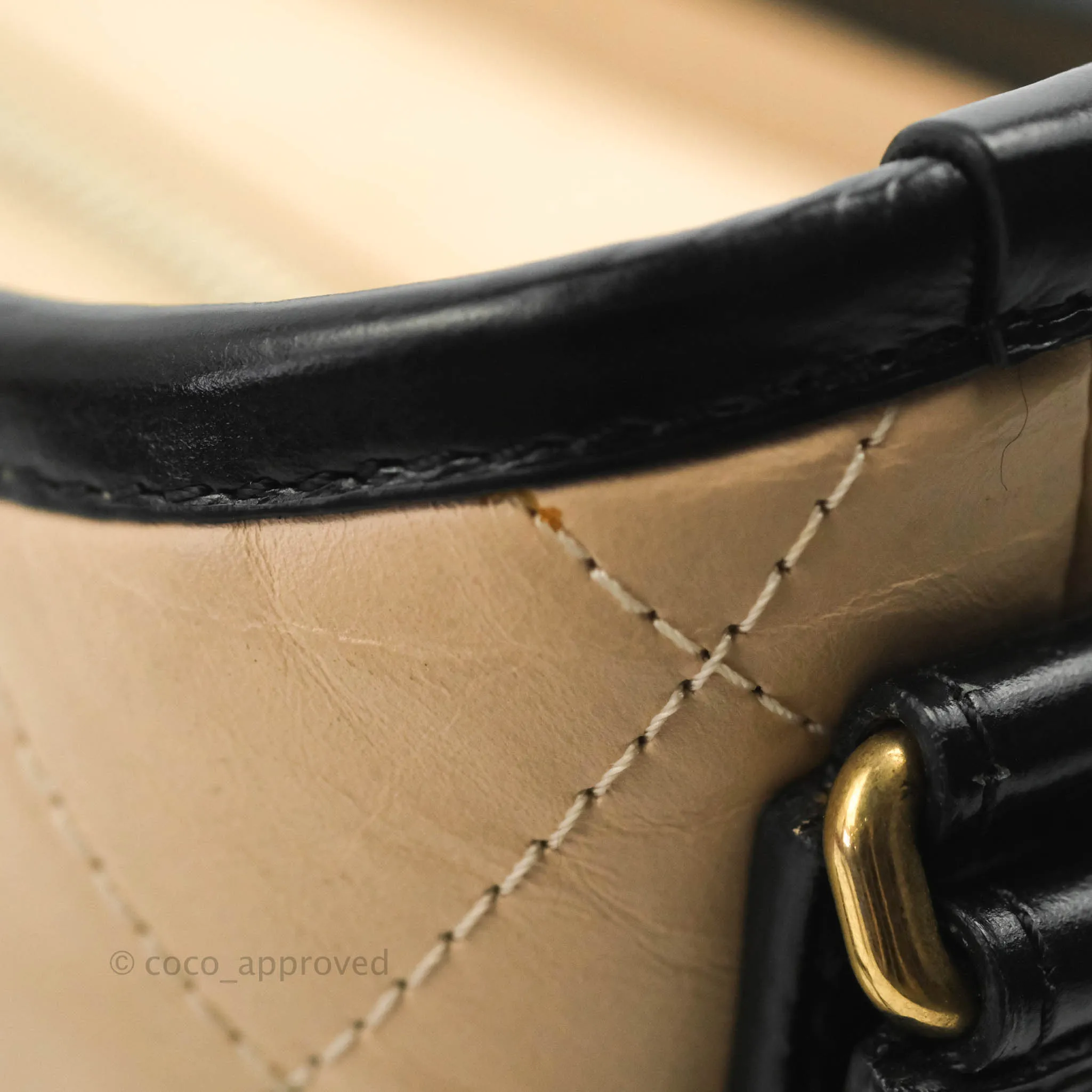 Chanel Quilted Small Gabrielle Hobo Black Beige Aged Calfskin