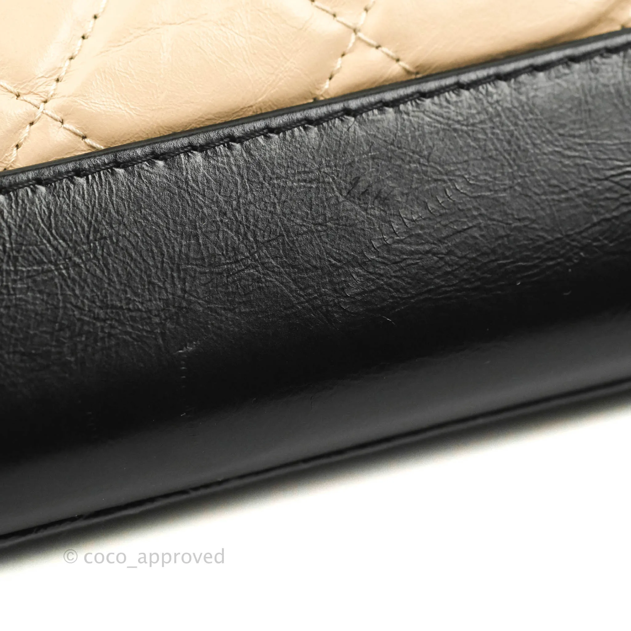 Chanel Quilted Small Gabrielle Hobo Black Beige Aged Calfskin