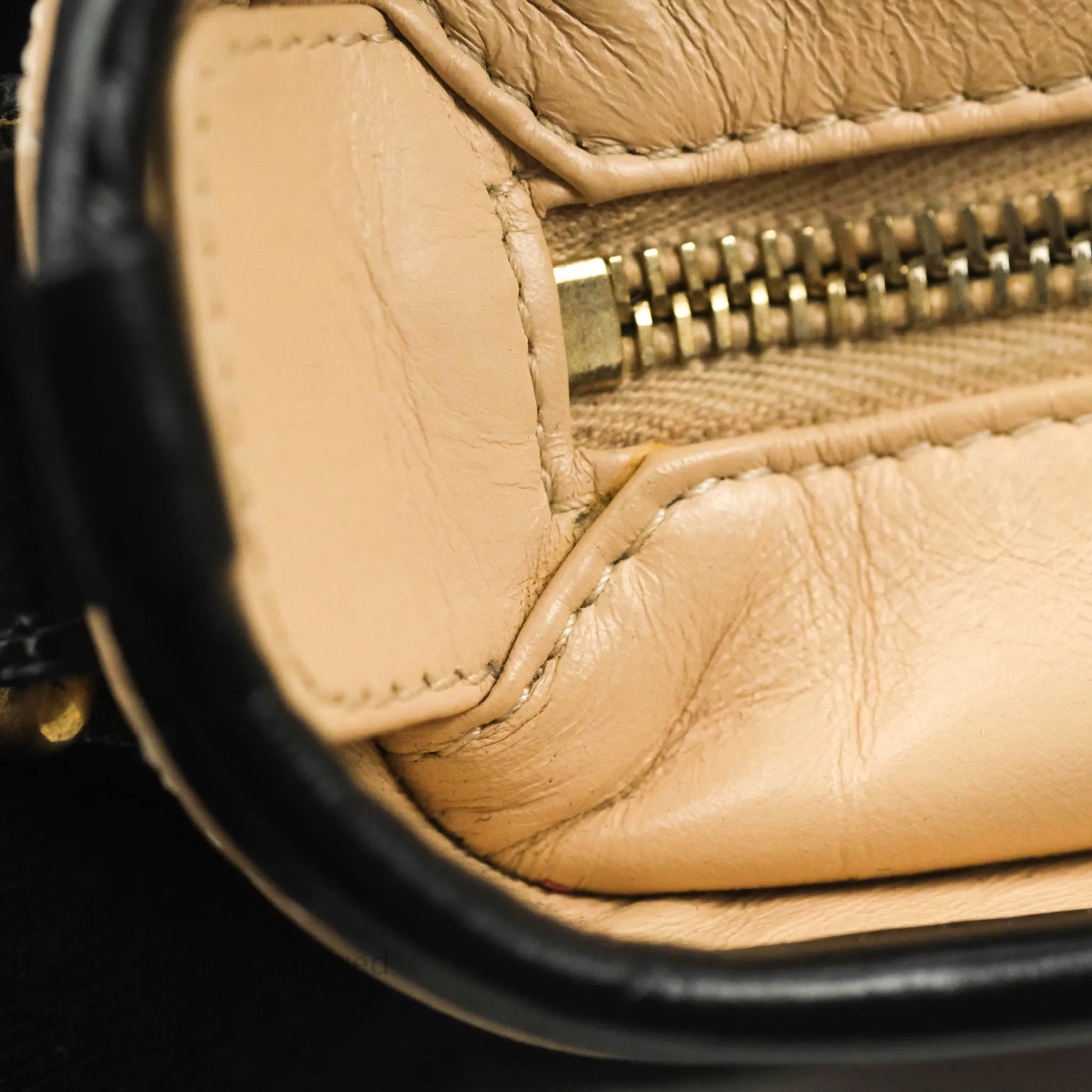 Chanel Quilted Small Gabrielle Hobo Black Beige Aged Calfskin