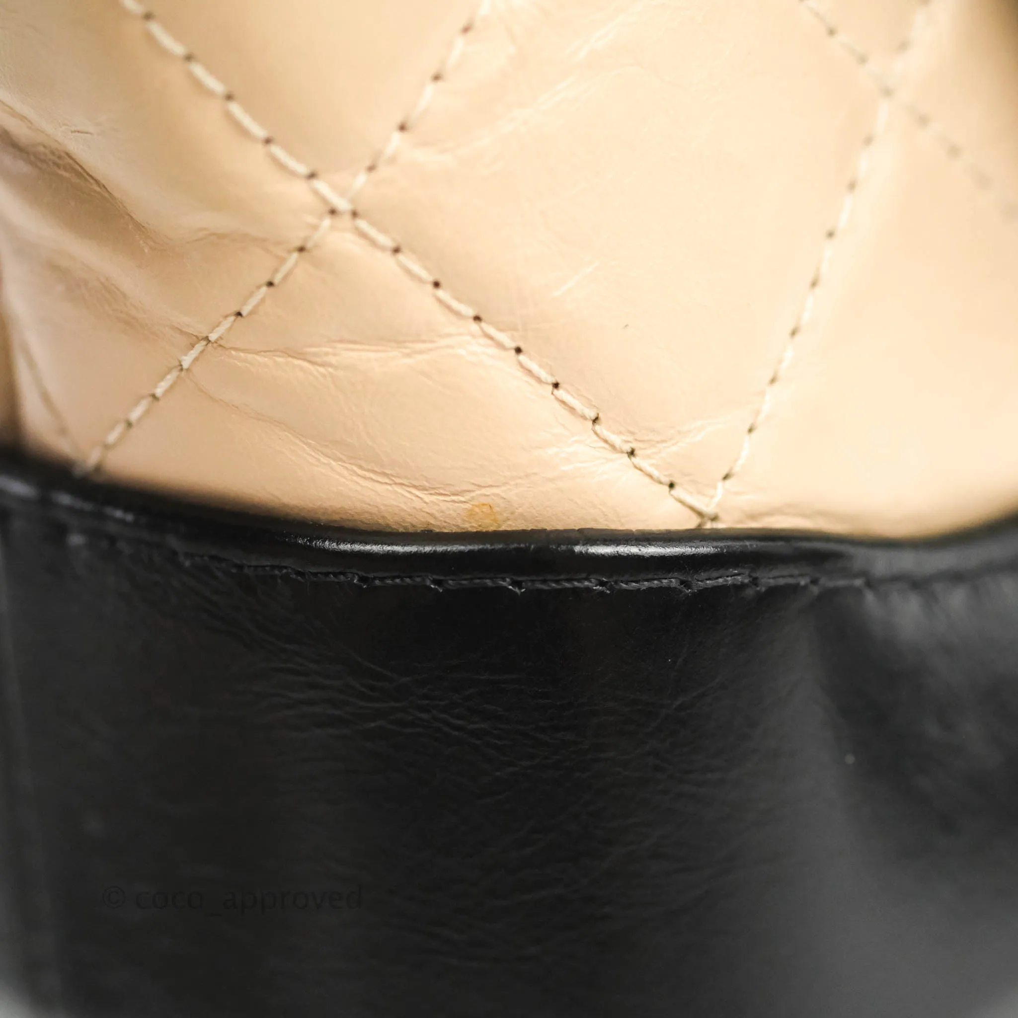 Chanel Quilted Small Gabrielle Hobo Black Beige Aged Calfskin