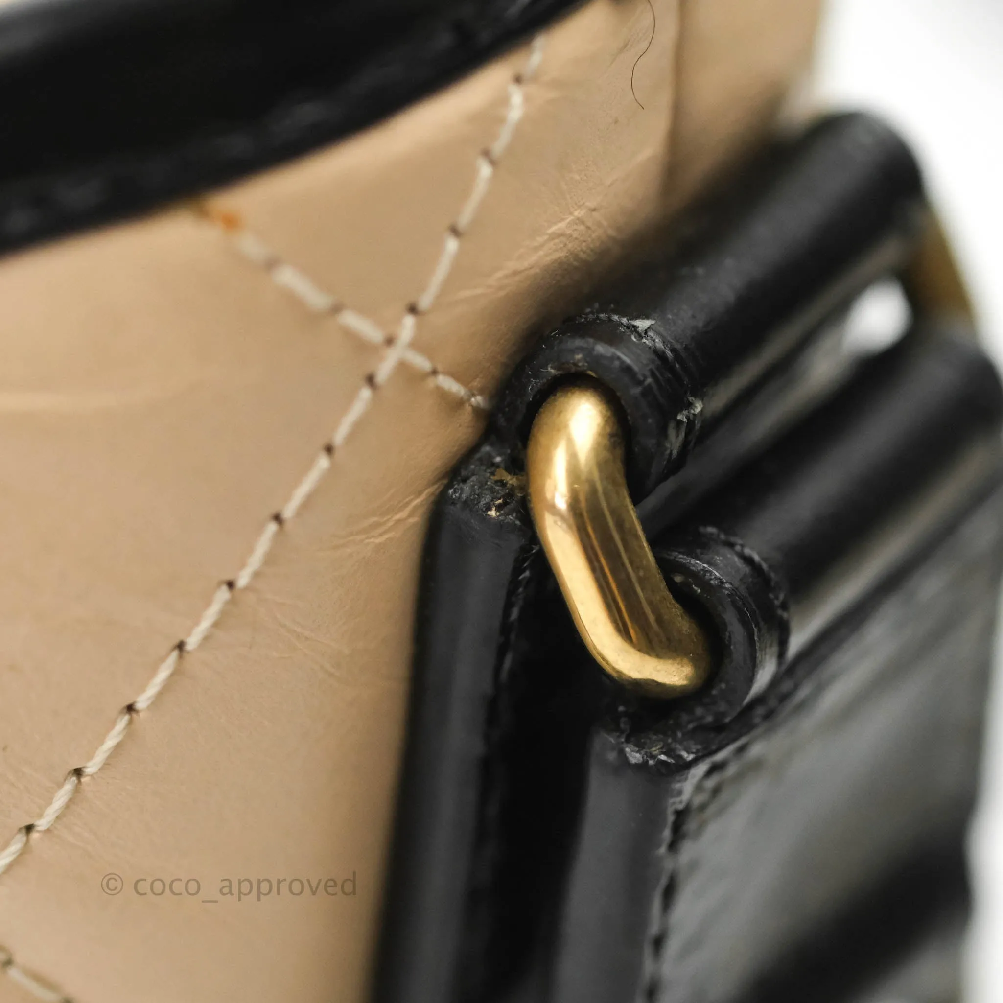Chanel Quilted Small Gabrielle Hobo Black Beige Aged Calfskin
