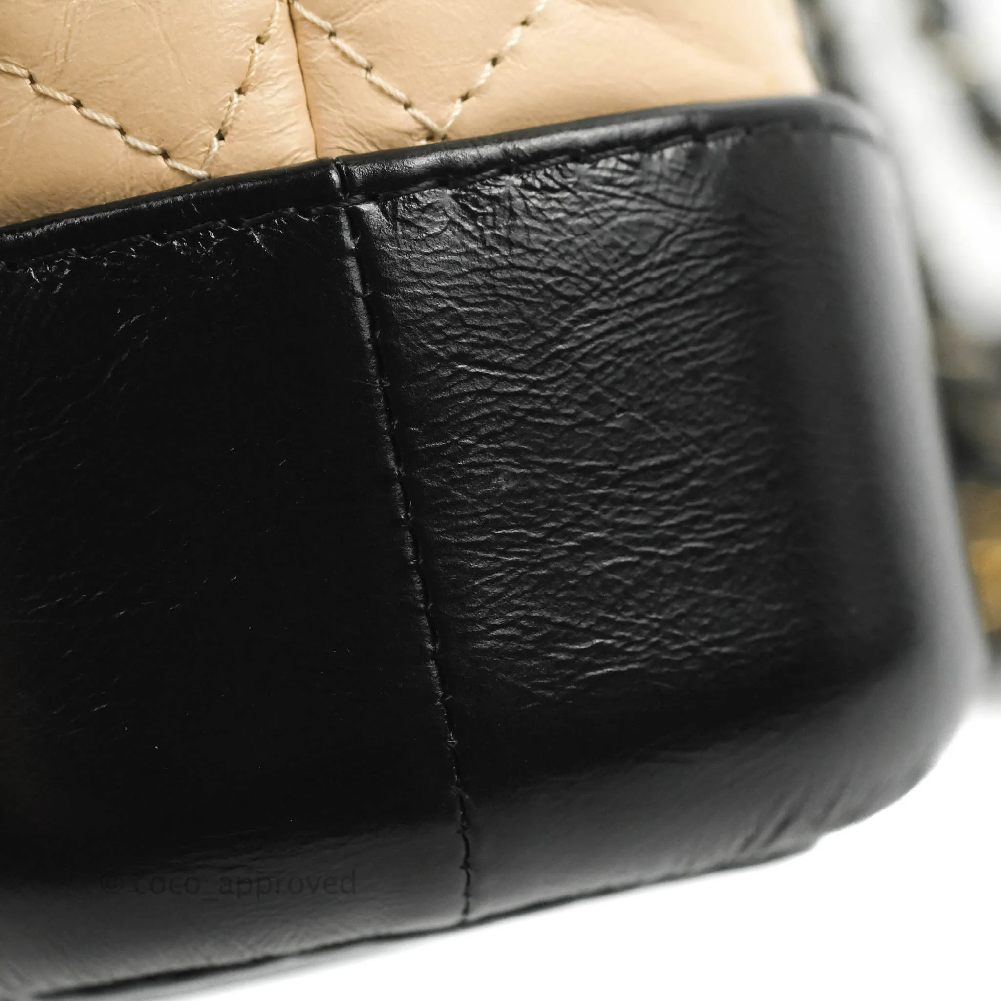 Chanel Quilted Small Gabrielle Hobo Black Beige Aged Calfskin