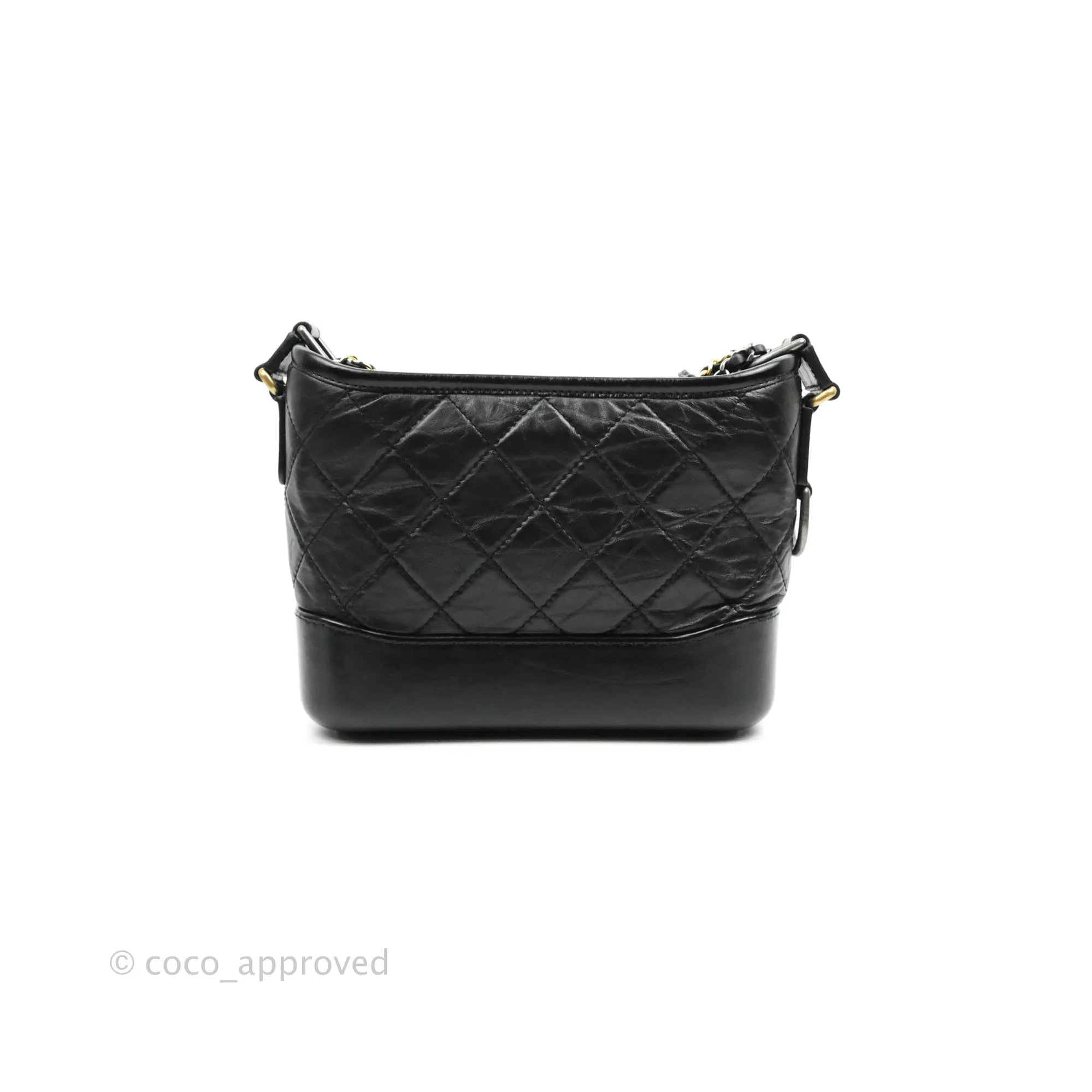 Chanel Quilted Small Gabrielle Hobo Black Calfskin Mixed Hardware