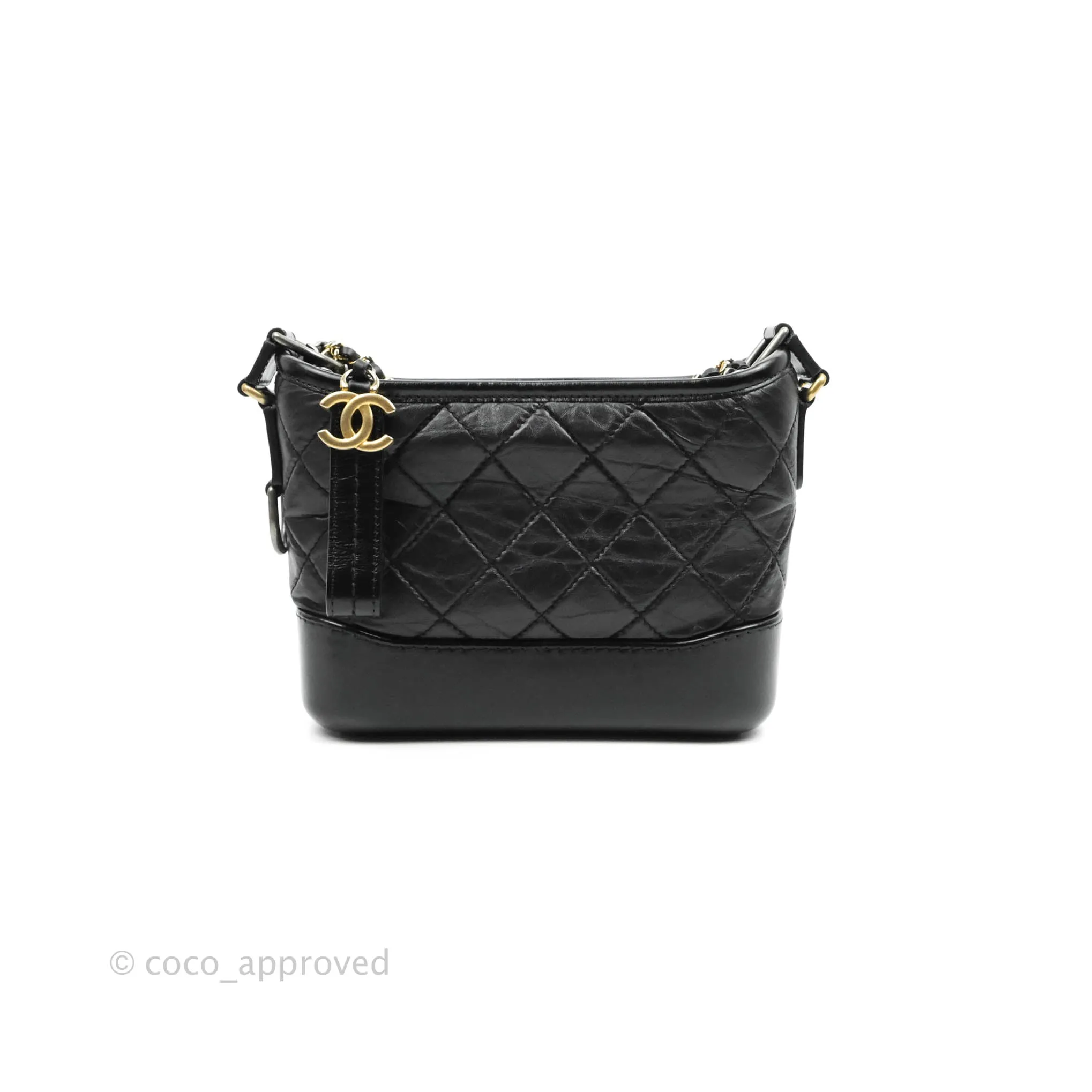Chanel Quilted Small Gabrielle Hobo Black Calfskin Mixed Hardware