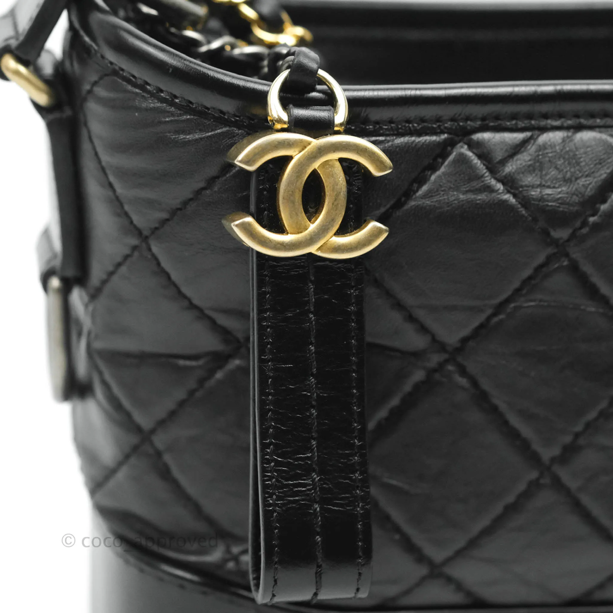 Chanel Quilted Small Gabrielle Hobo Black Calfskin Mixed Hardware
